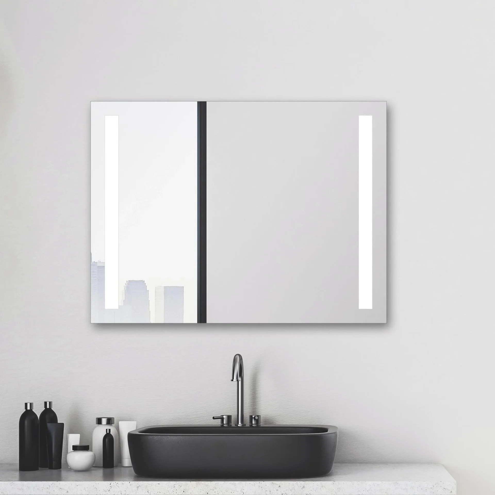 Badezimmerspiegel mit Beleuchtung, "Light" - 80 x 60 cm - Lichtfarbe neutralweiß - 1