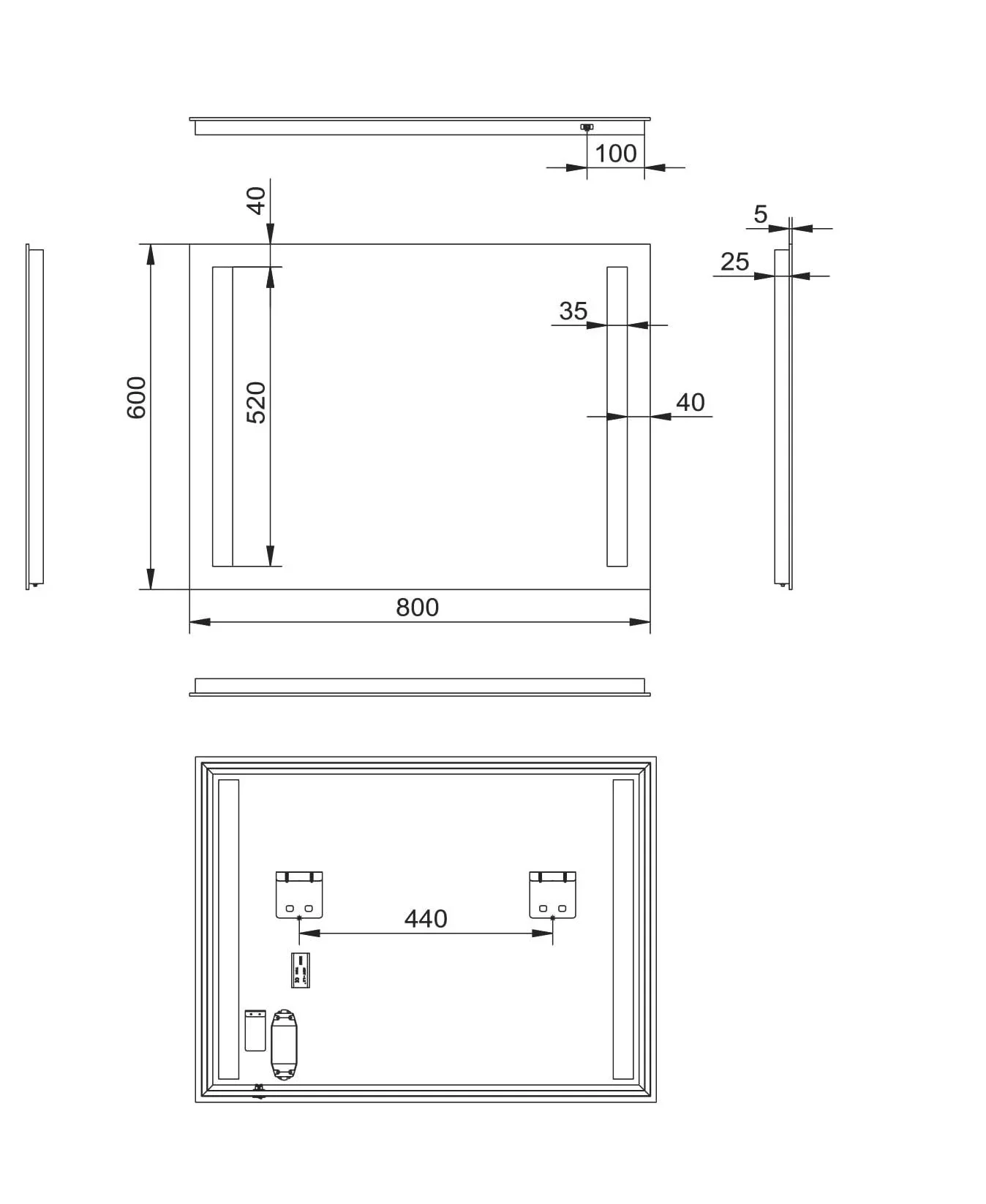 Badezimmerspiegel mit Beleuchtung, "Light" - 80 x 60 cm - Lichtfarbe neutralweiß - 2