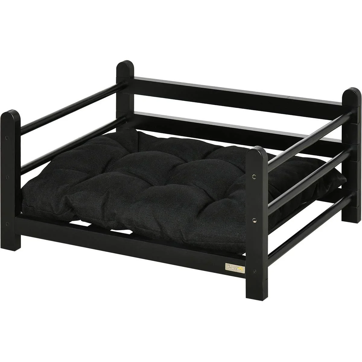 Hundebett mit hohem Rahmen und Kissen, Kiefernholz, 65 x 51 x 32 cm - 3