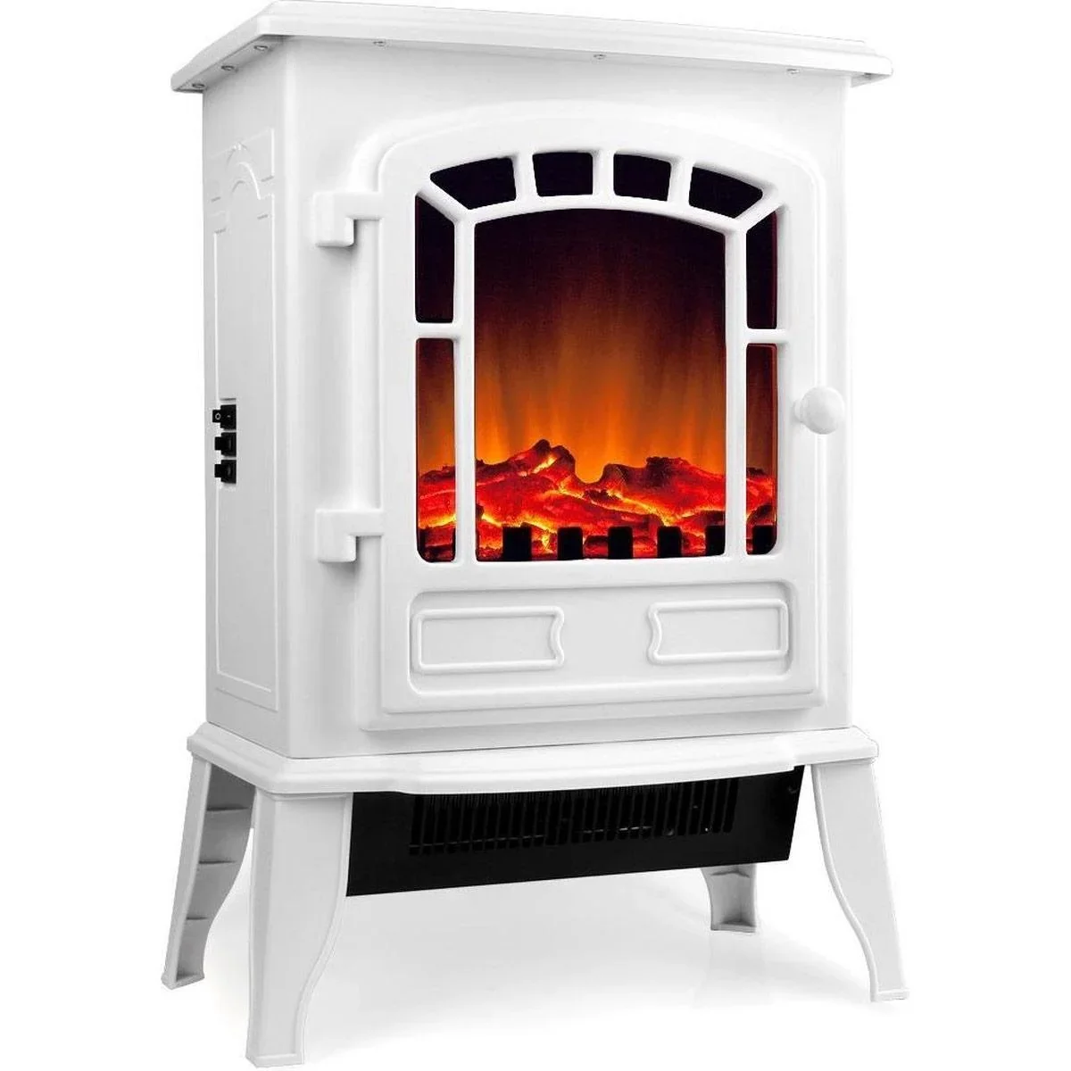 Elektrischer Kamin mit Heizung und offenem Flammeneffekt 2000W weiß - 3