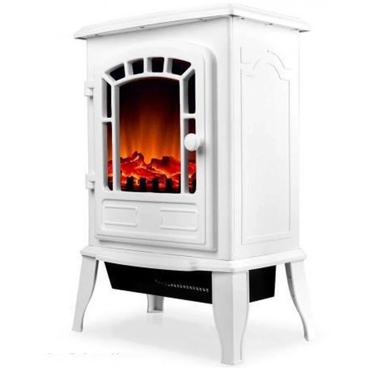 Elektrischer Kamin mit Heizung und offenem Flammeneffekt 2000W weiß - 5
