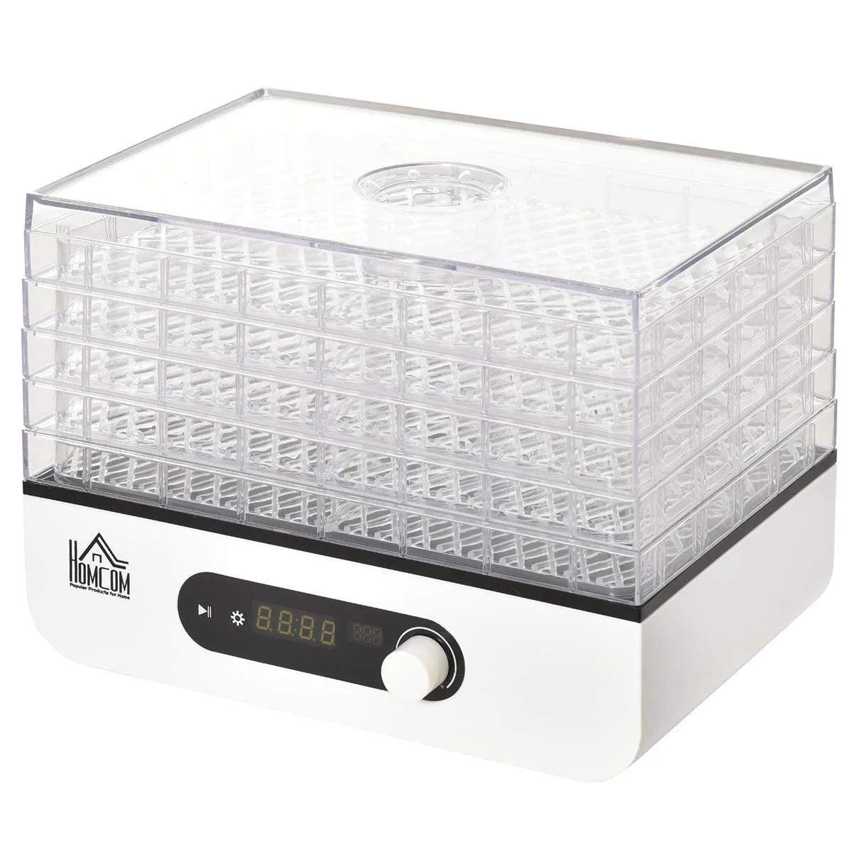 Dehydrator Dörrgerät Dörrautomat mit 5 Einlegefächer Dörrer mit 35-70° Temperaturregler 72 Stunden Timer 400 Watt Fleisc - 0