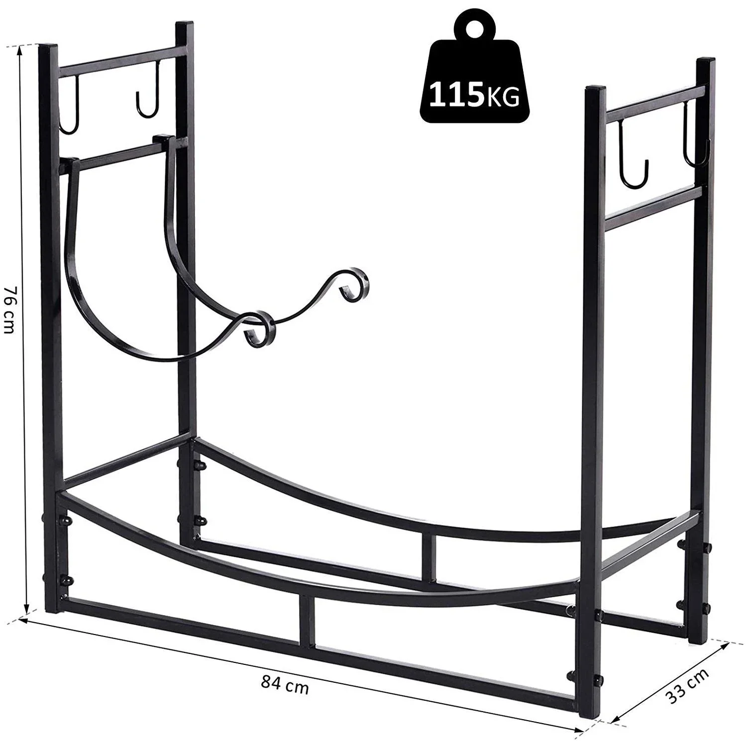 Kaminholzregal mit leicht geschwungener Halterungen - 2