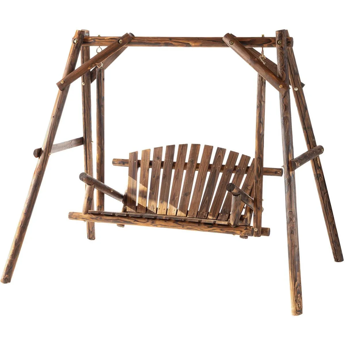 Hollywoodschaukel Massivholz, 187 x 137 x 170 cm, Braun - 4