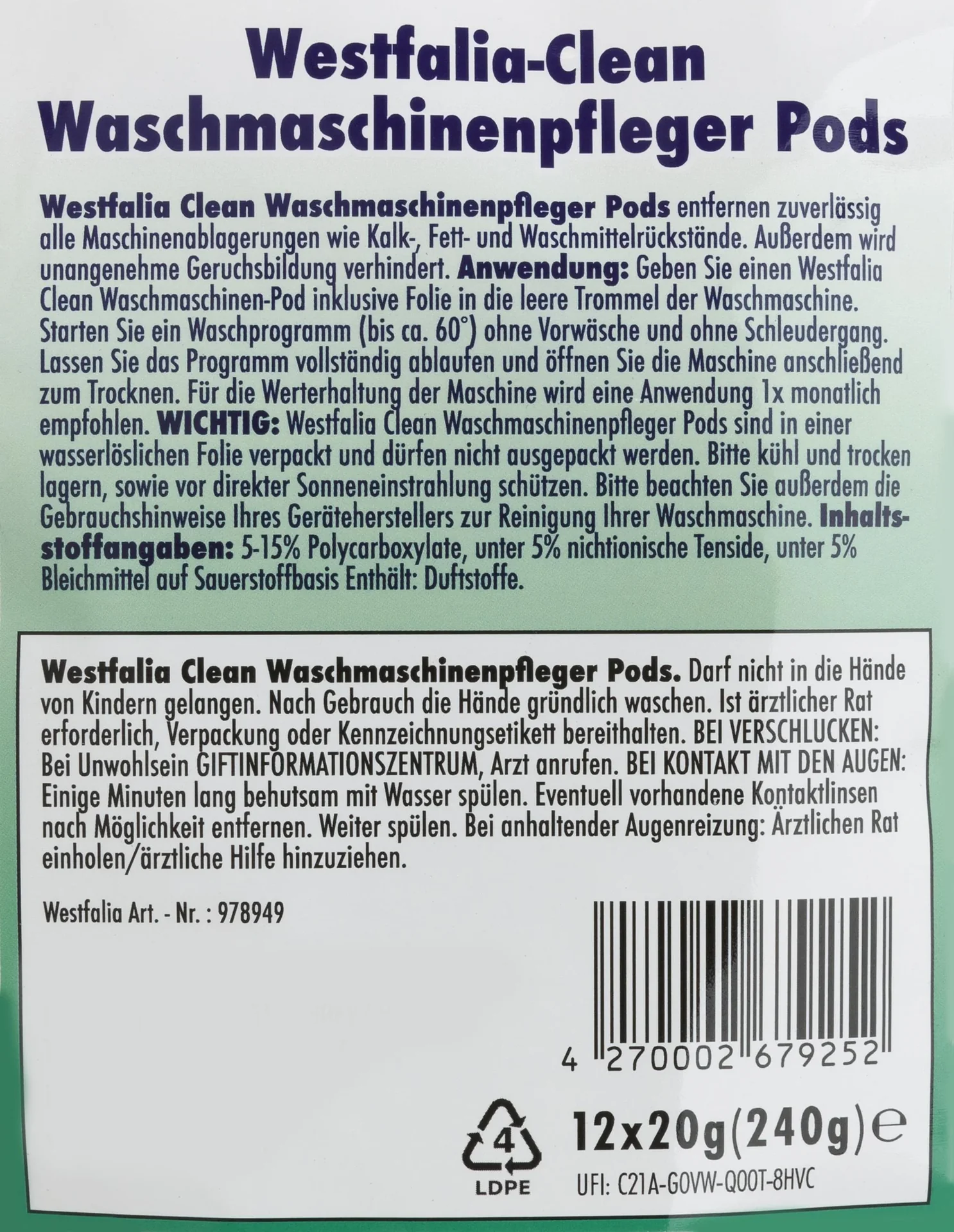 Reiniger Pods für die Waschmaschine 12er Set - 0