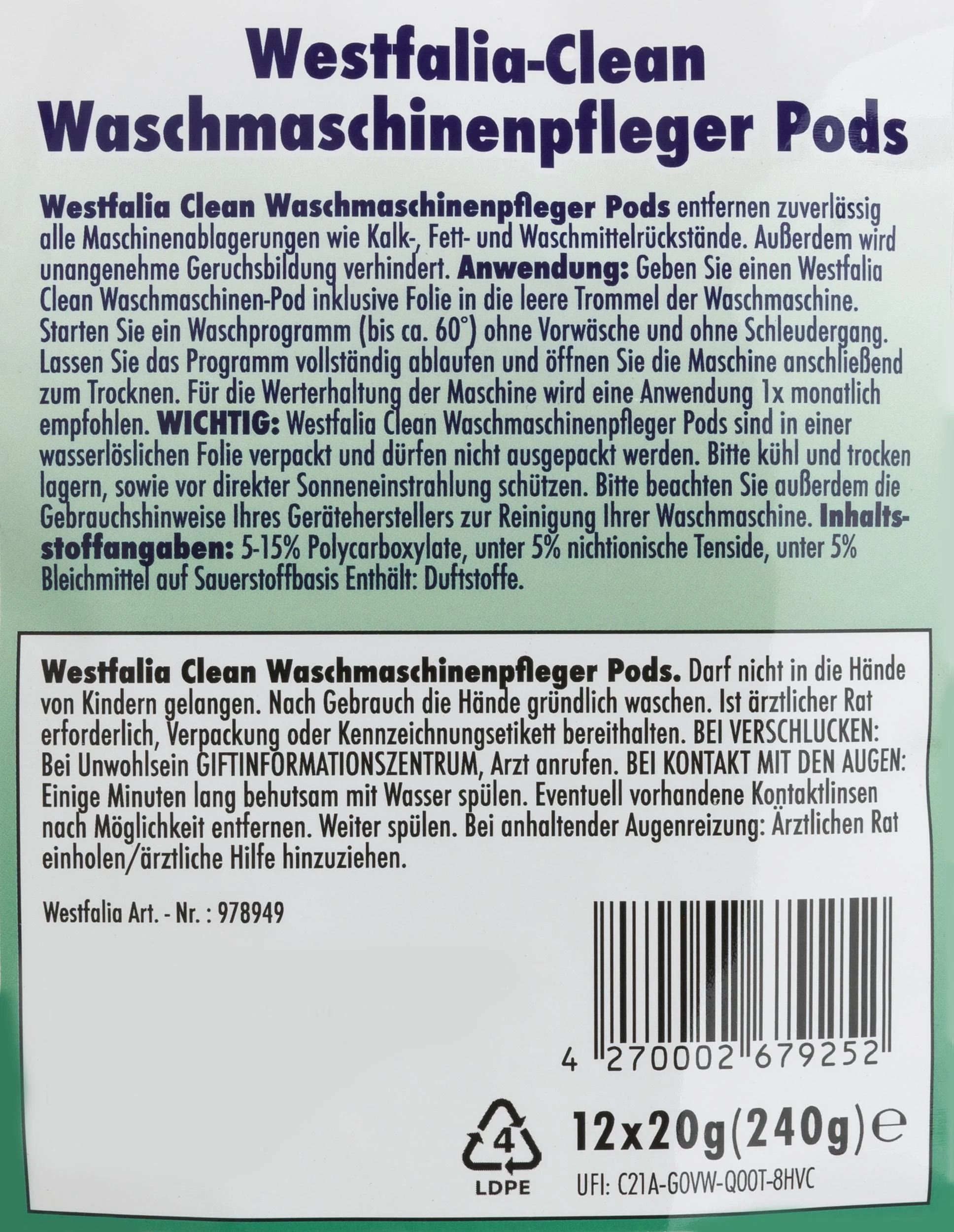 Reiniger Pods für die Waschmaschine 12er Set - 0