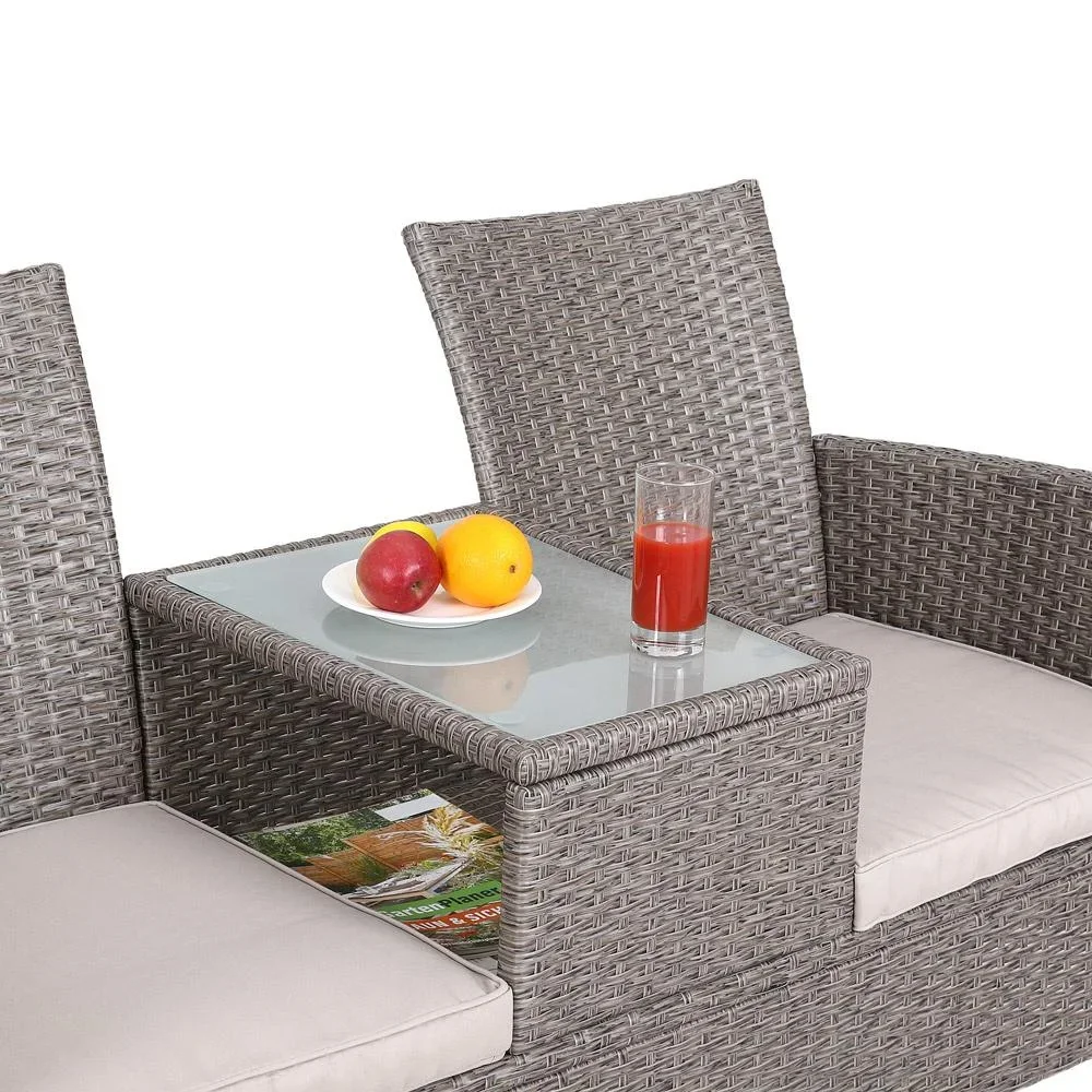 Gartenmöbel-Set - Love Bench - Polyrattan - GREY - 3