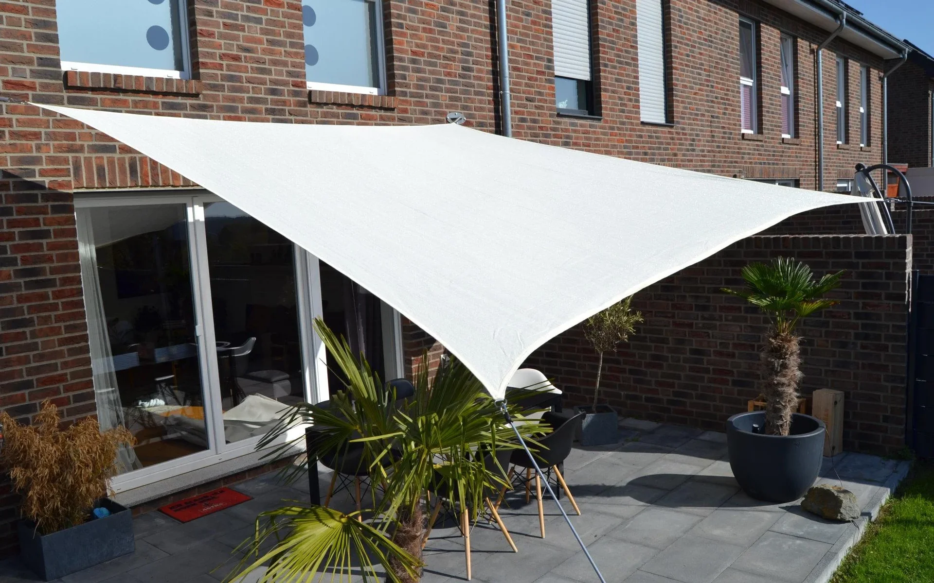 Viereck-Sonnensegel HDPE creme weiss 360 x 360cm - 4