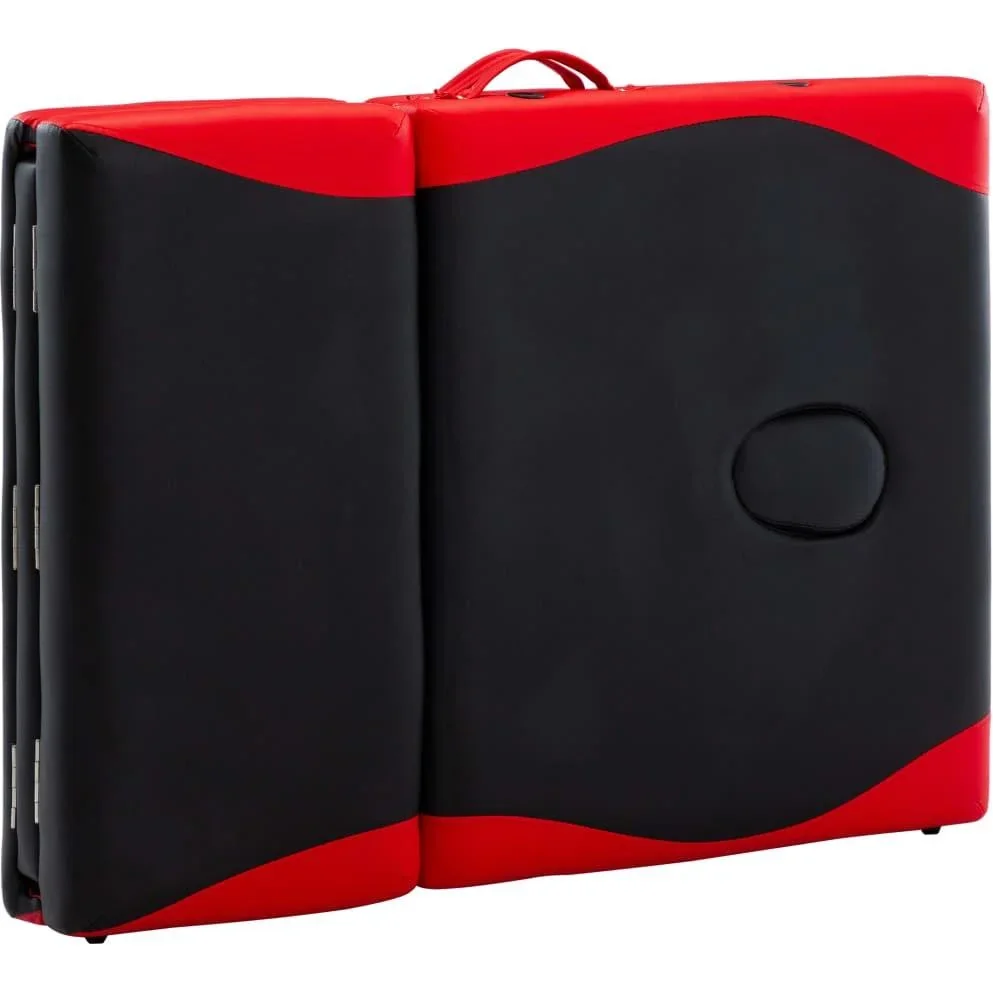 Klappbarer Massagetisch 4 Zonen Holz schwarz und rot - 3