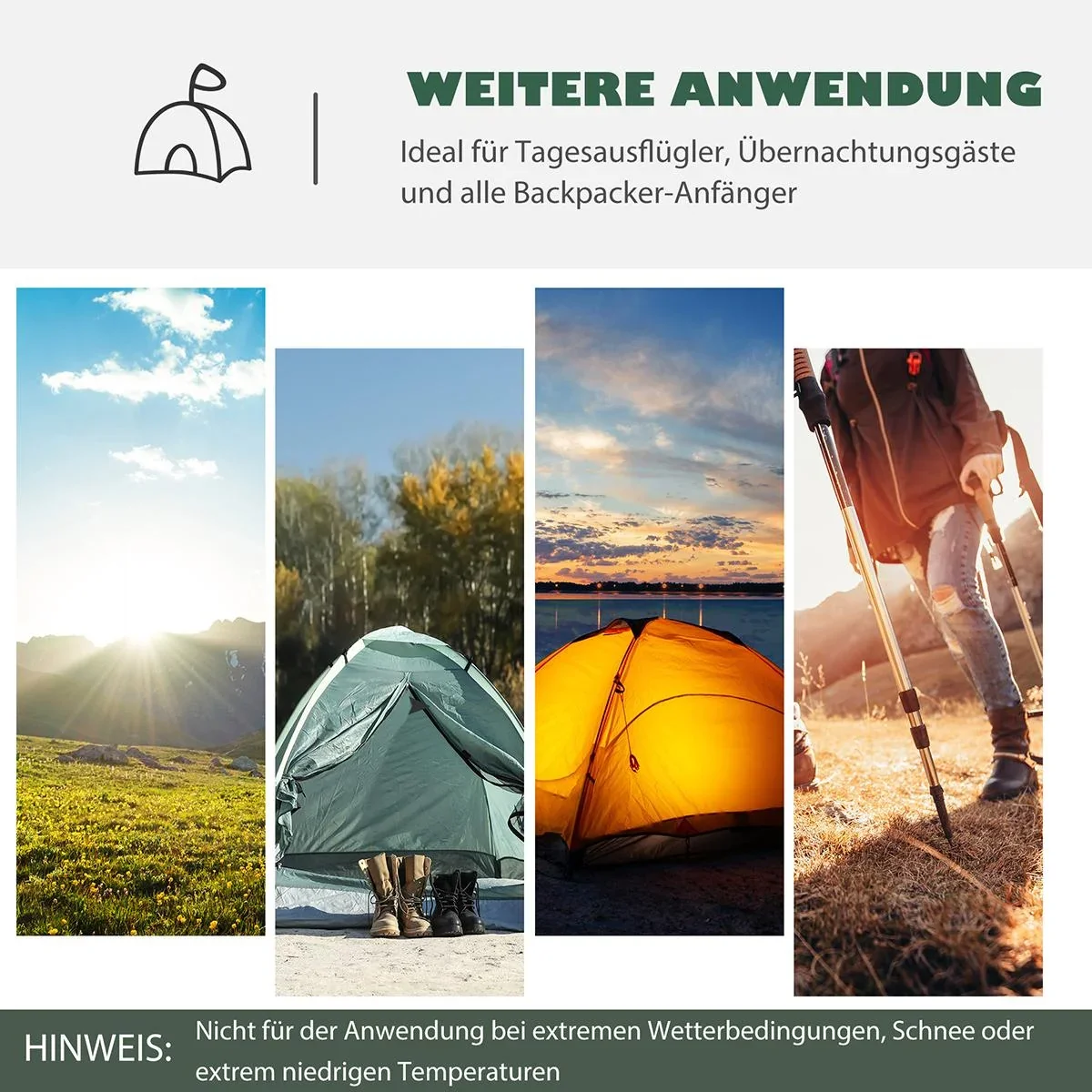Campingzelt für 3-4 Personen grün/gelb - 4