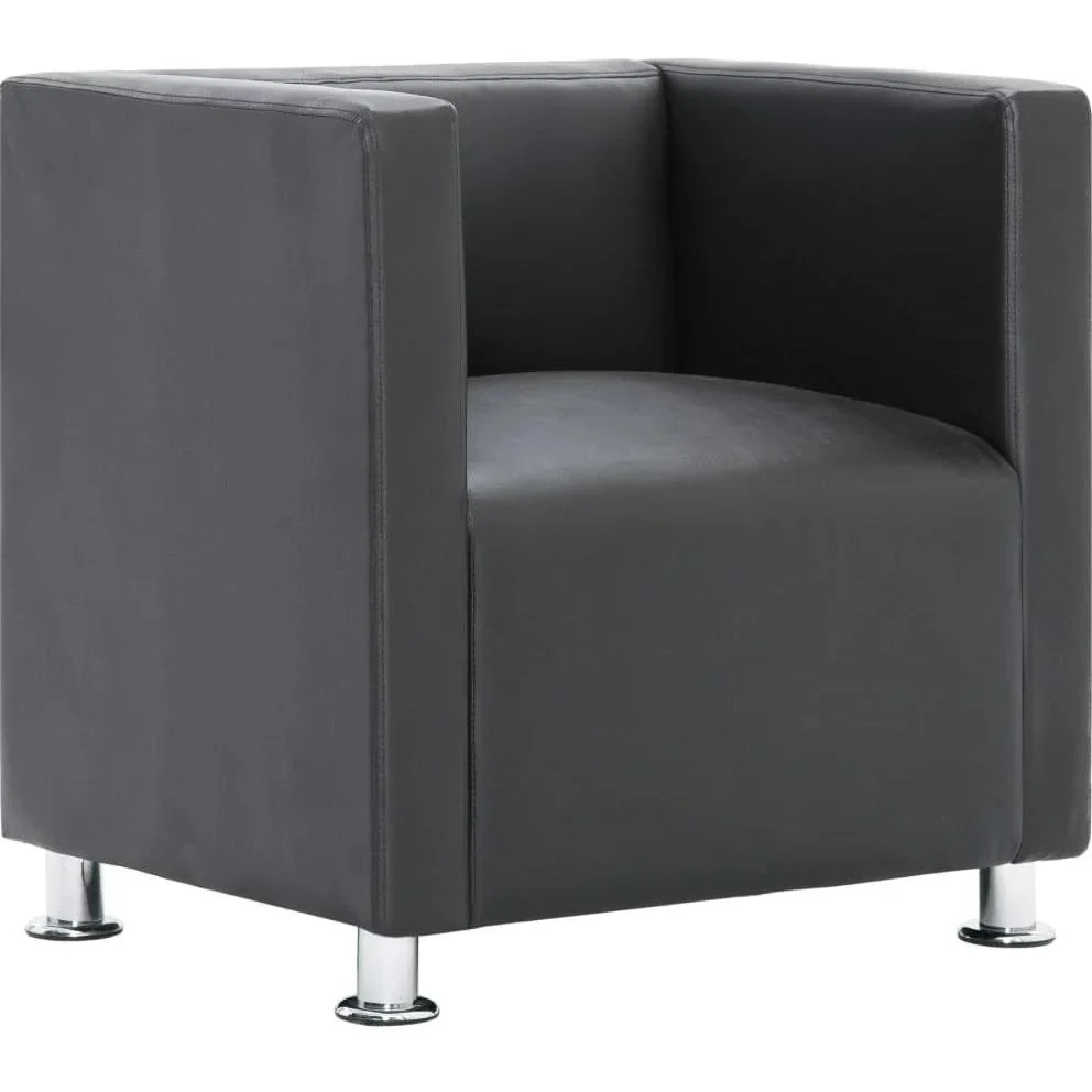 Sessel Würfel Kunstleder grau - 1
