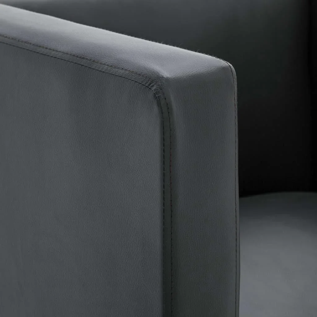 Sessel Würfel Kunstleder grau - 2