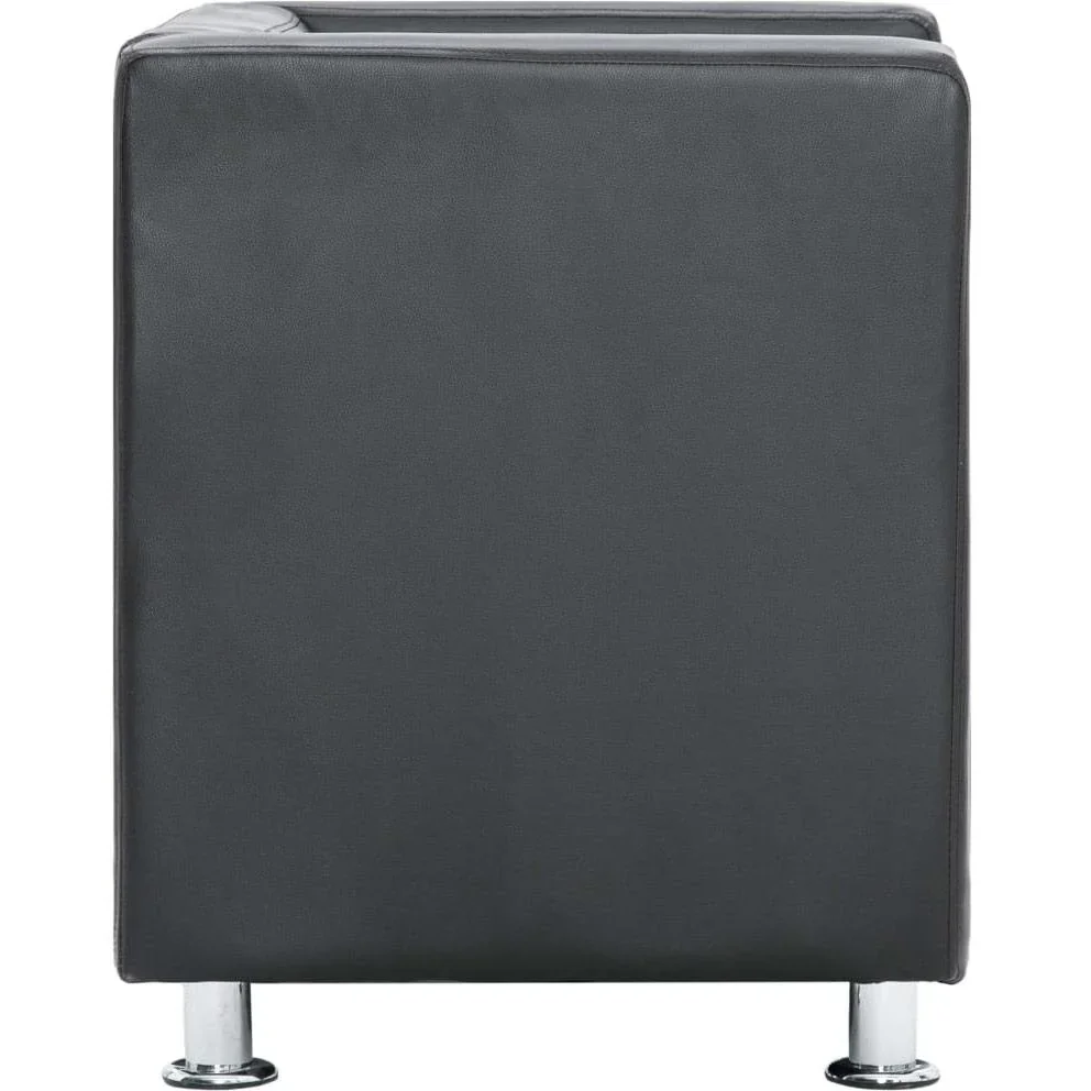 Sessel Würfel Kunstleder grau - 3