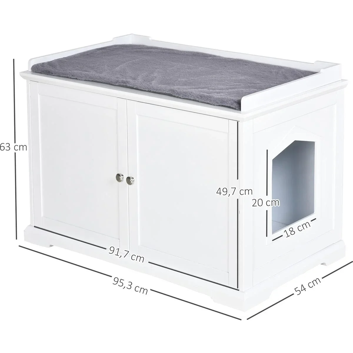 2in1 Katzentoilette mit Schublade und Deckel Weiß+Grau - 2