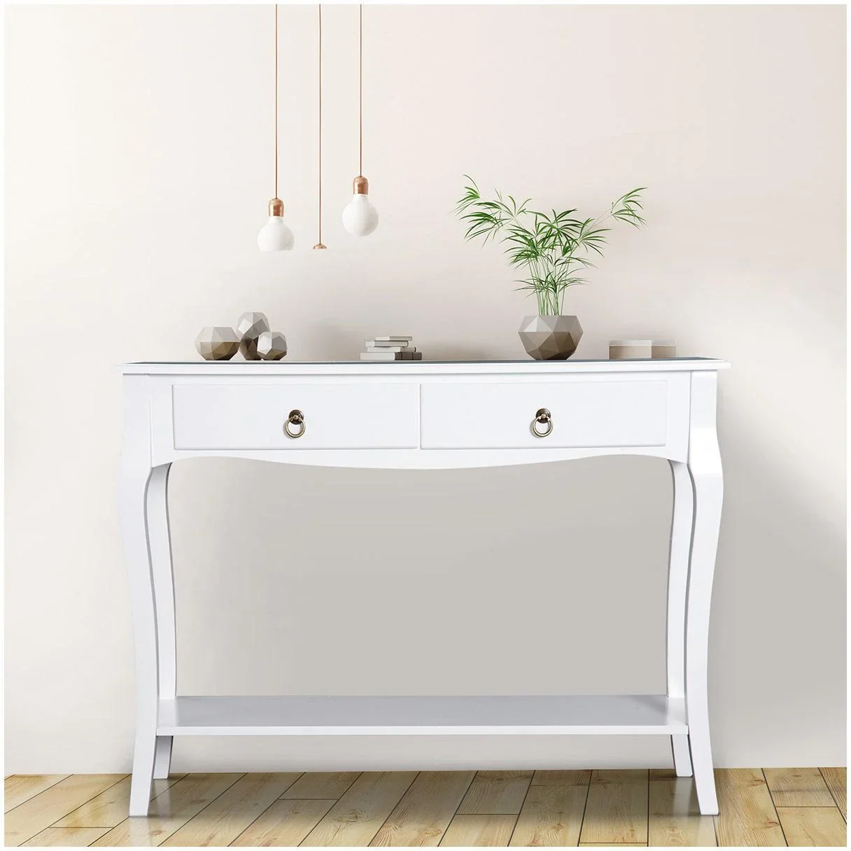 Konsolentisch Konsole Sideboard mit 2 Schubladen Weiß - 0
