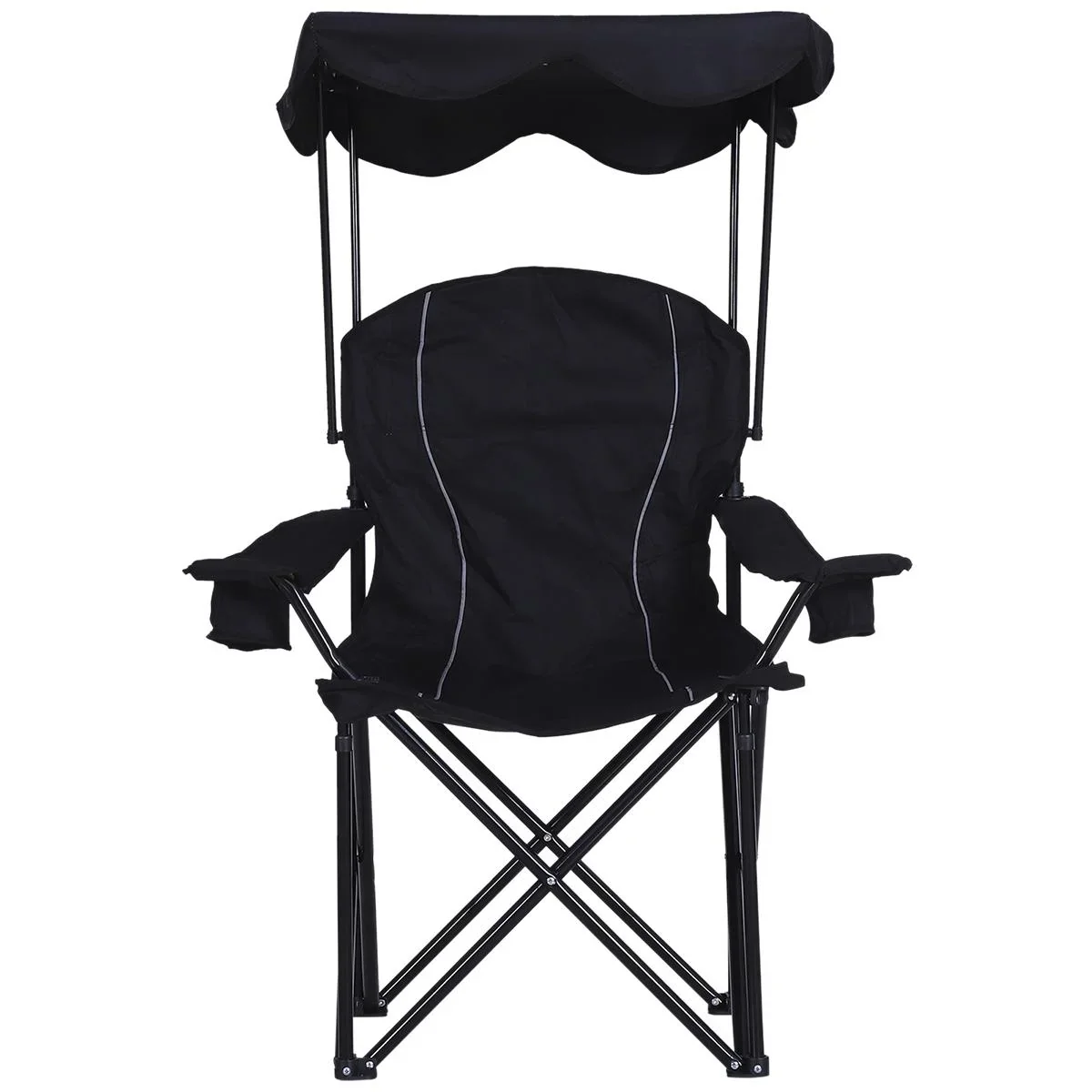 Campingstuhl mit Sonnenschutz schwarz - 2
