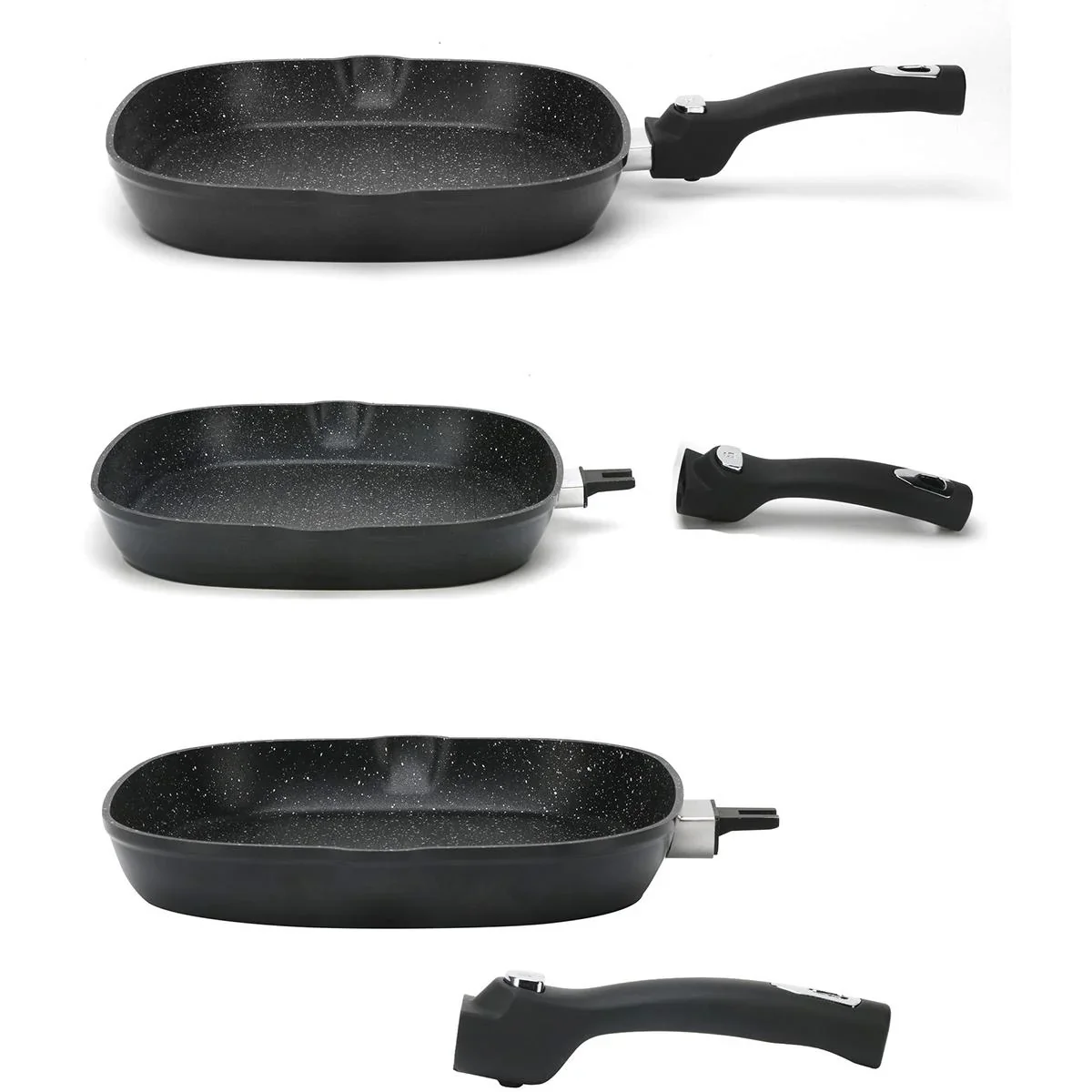 Grillpfanne - mit Deckel - 28cm - Schwarz - 6