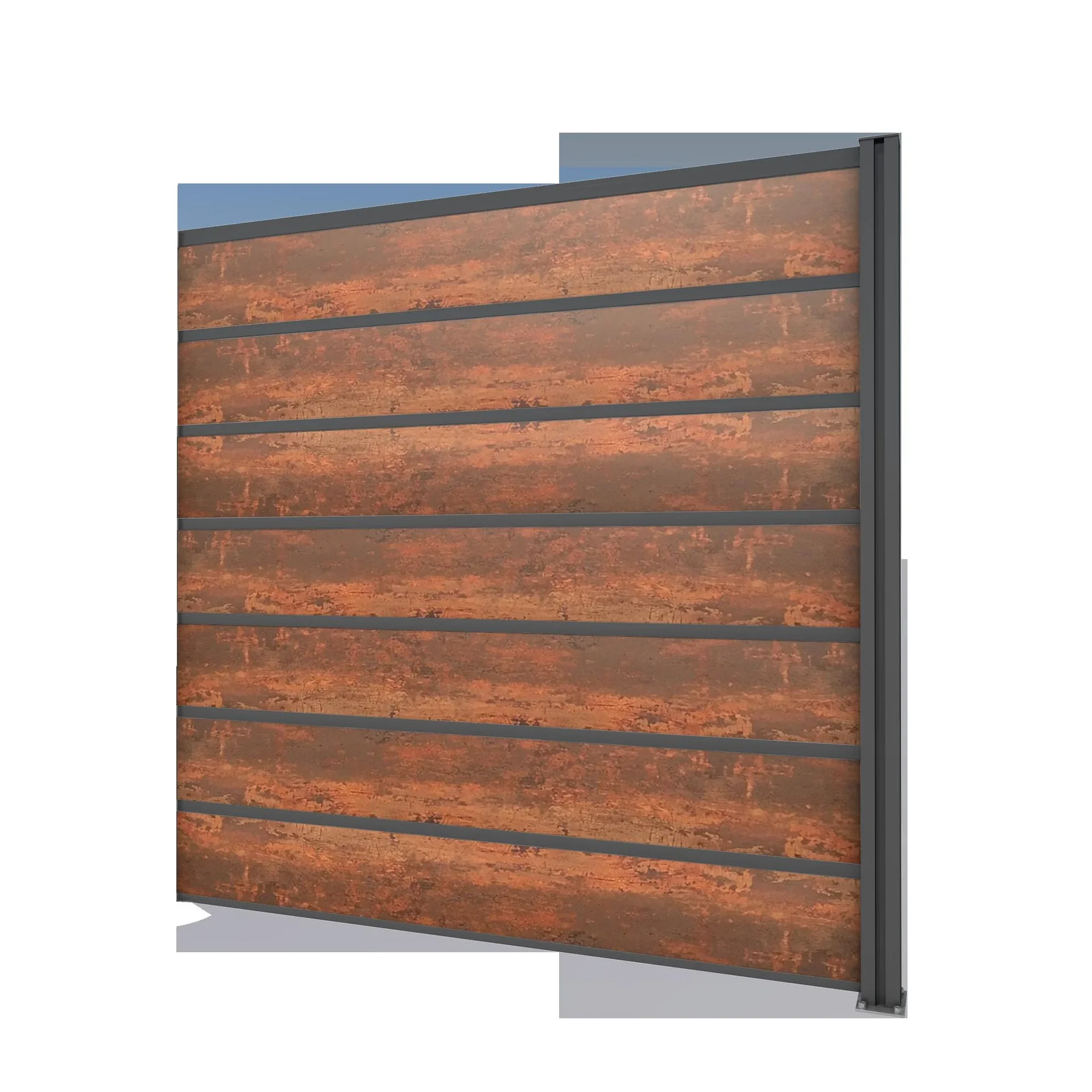 Sichtschutz Erweiterung, anthrazit, 1,94 x 1,86 m, Schichtstoffplatten Rostoptik - 0