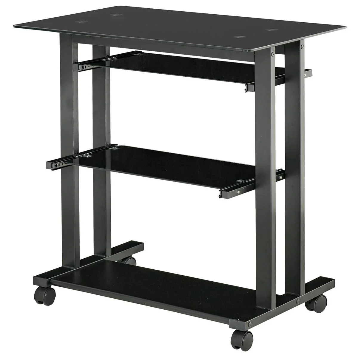 Computertisch Eckschreibtisch Winkelschreibtisch Schreibtisch Bürotisch PC moderner einfacher Stil Hartglas Eisenrohr Sc - 1