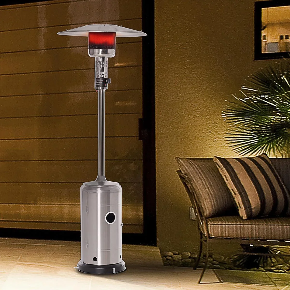 Heizstrahler Terrassenheizer mit Anti-Kipp-Schalter automatischer Sicherheitsabschaltung Terrassenstrahler mit Rädern ro - 1