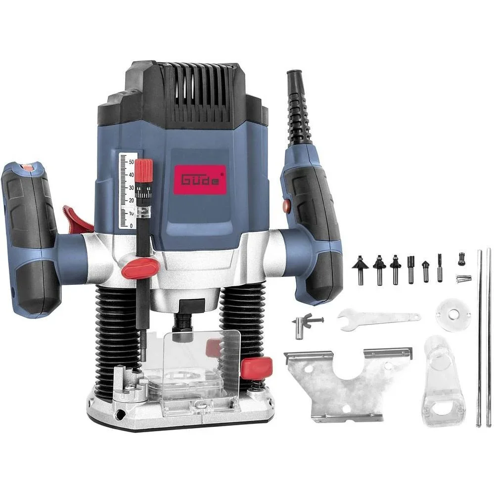 Oberfräse OF1200 - 1200W - 55 mm - inkl. 6 Fräsern und Führungsschienenadapter - 0