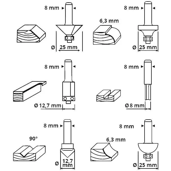 Oberfräse OF1200 - 1200W - 55 mm - inkl. 6 Fräsern und Führungsschienenadapter - 3