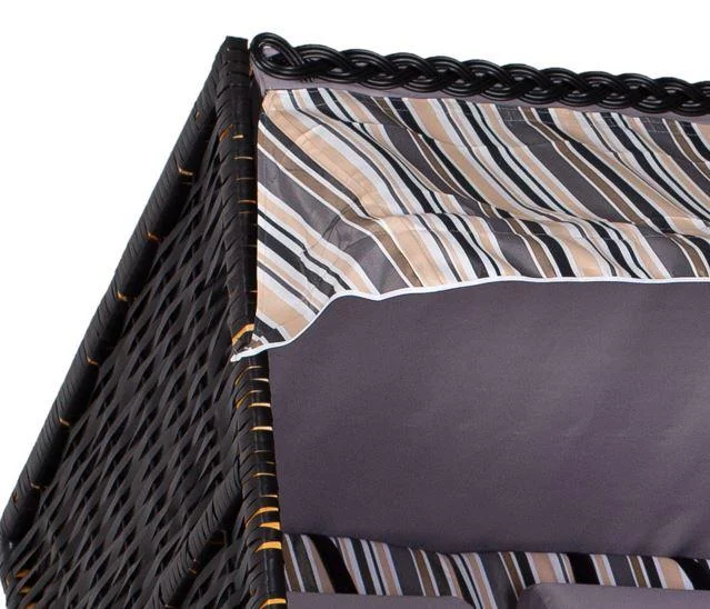 Strandkorb "Ostsee" XXL gestreift in oliv/grau - 1