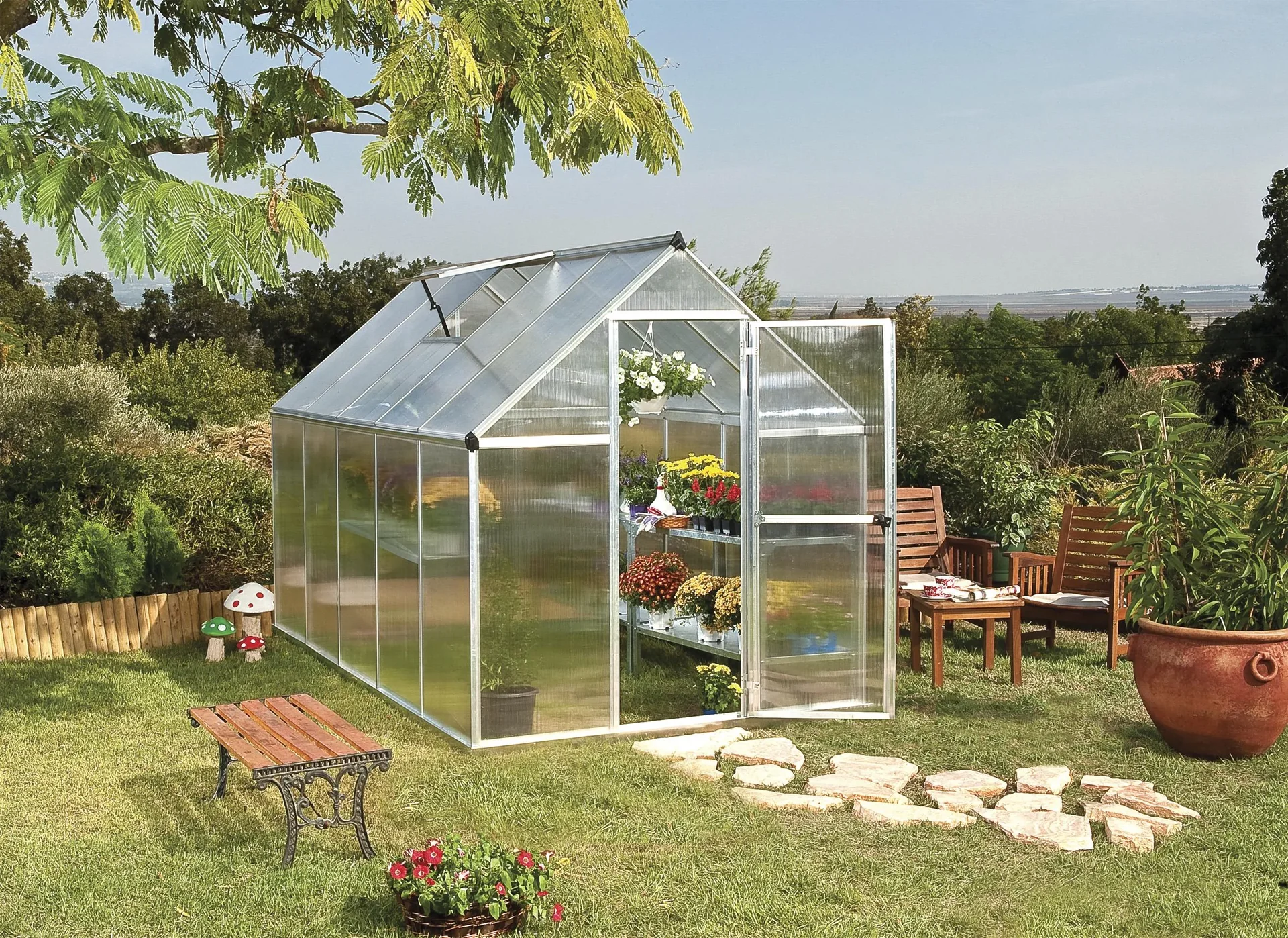 Gewächshaus „Mythos“, Aluminium, Silberfarben, 306 x 185 x 208 cm - 4