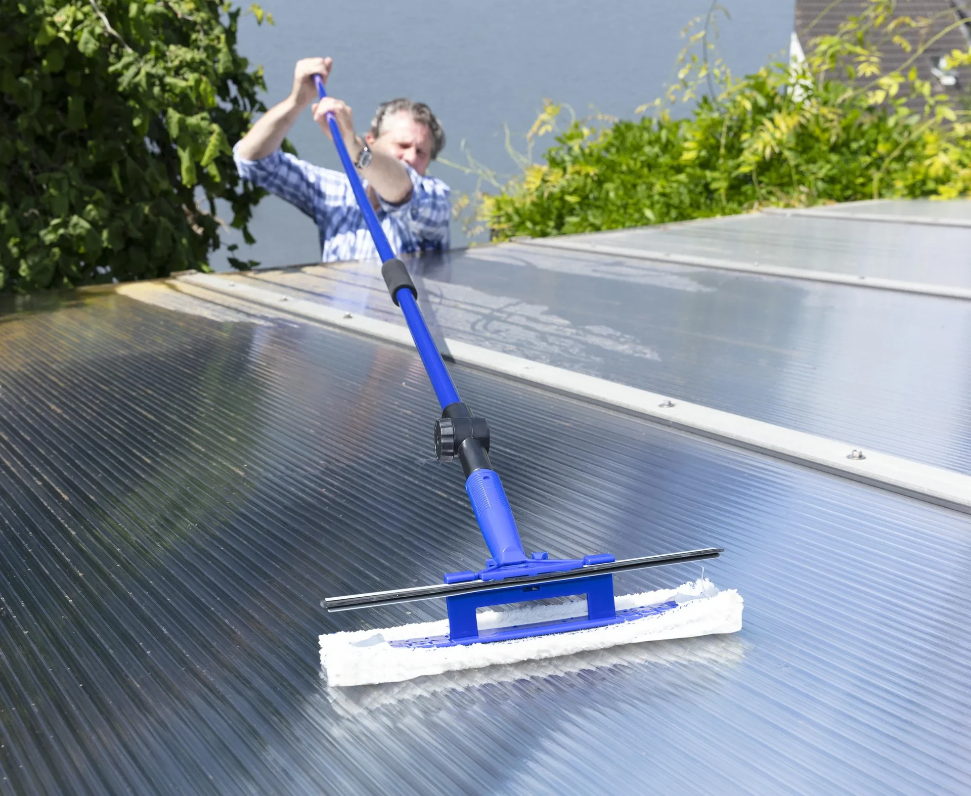 Teleskop-Fensterwischer, mit Schmutzkratzer, 3,88 m - 1