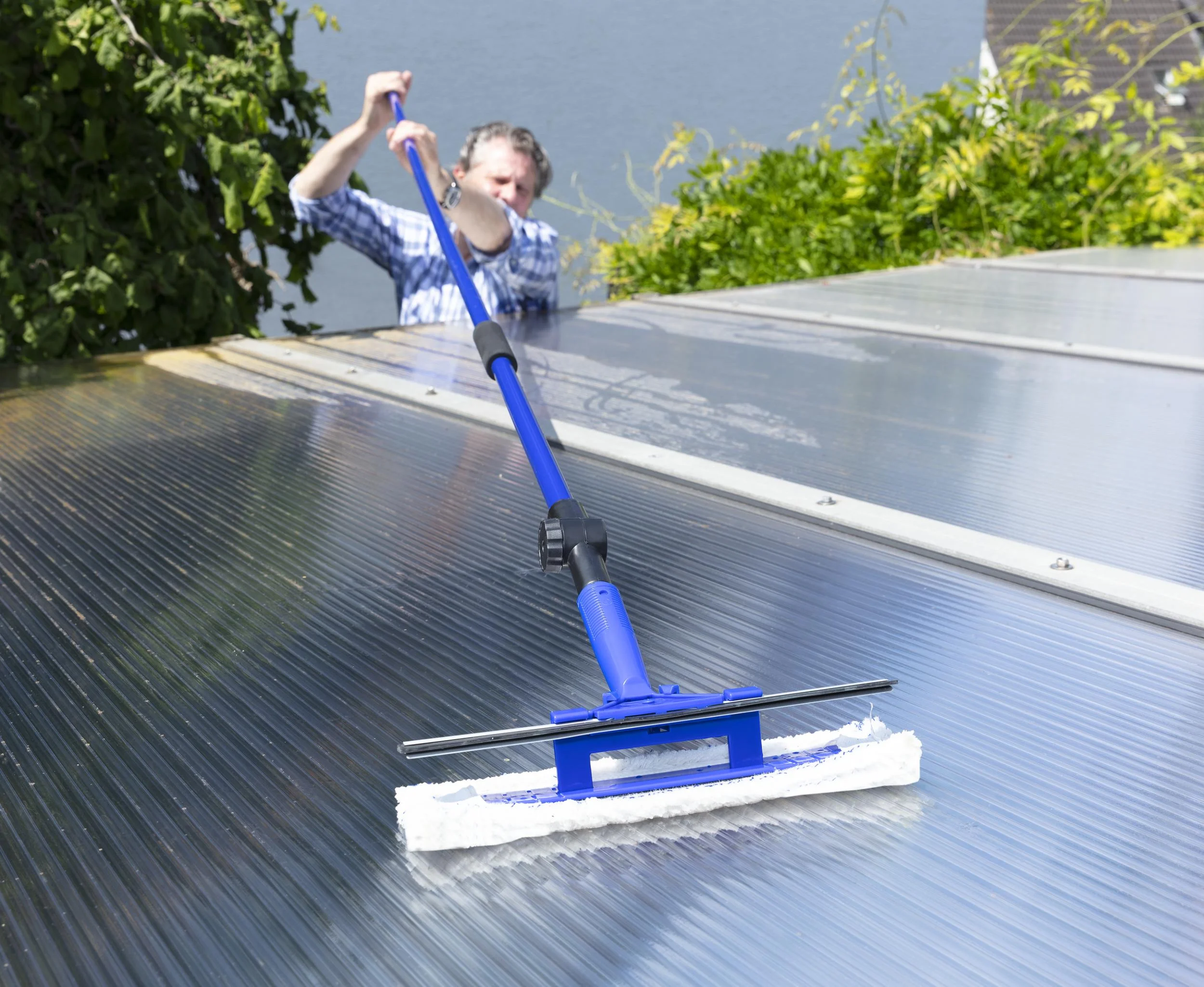 Teleskop-Fensterwischer, mit Schmutzkratzer, 3,88 m - 1