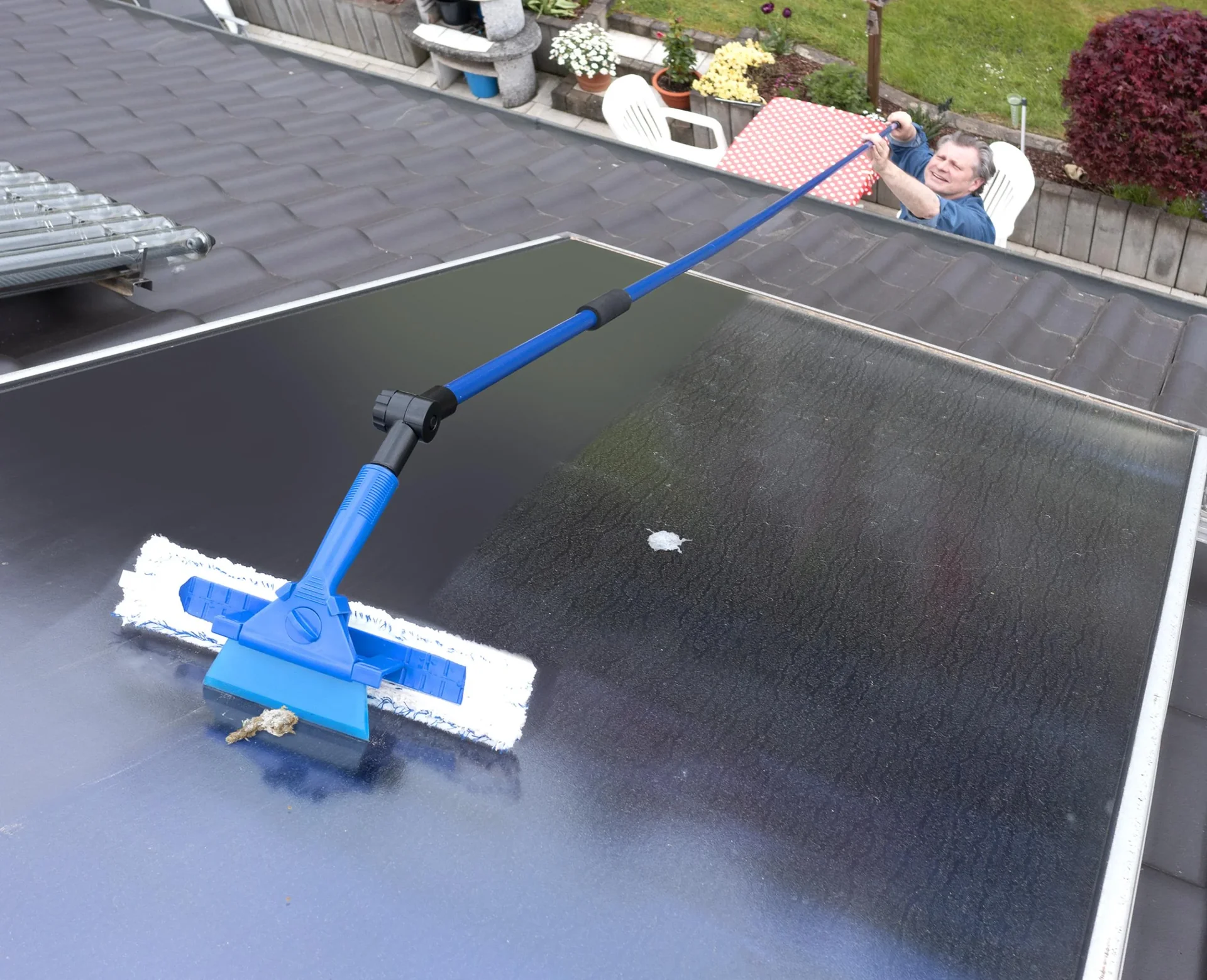 Teleskop-Fensterwischer, mit Schmutzkratzer, 3,88 m - 3