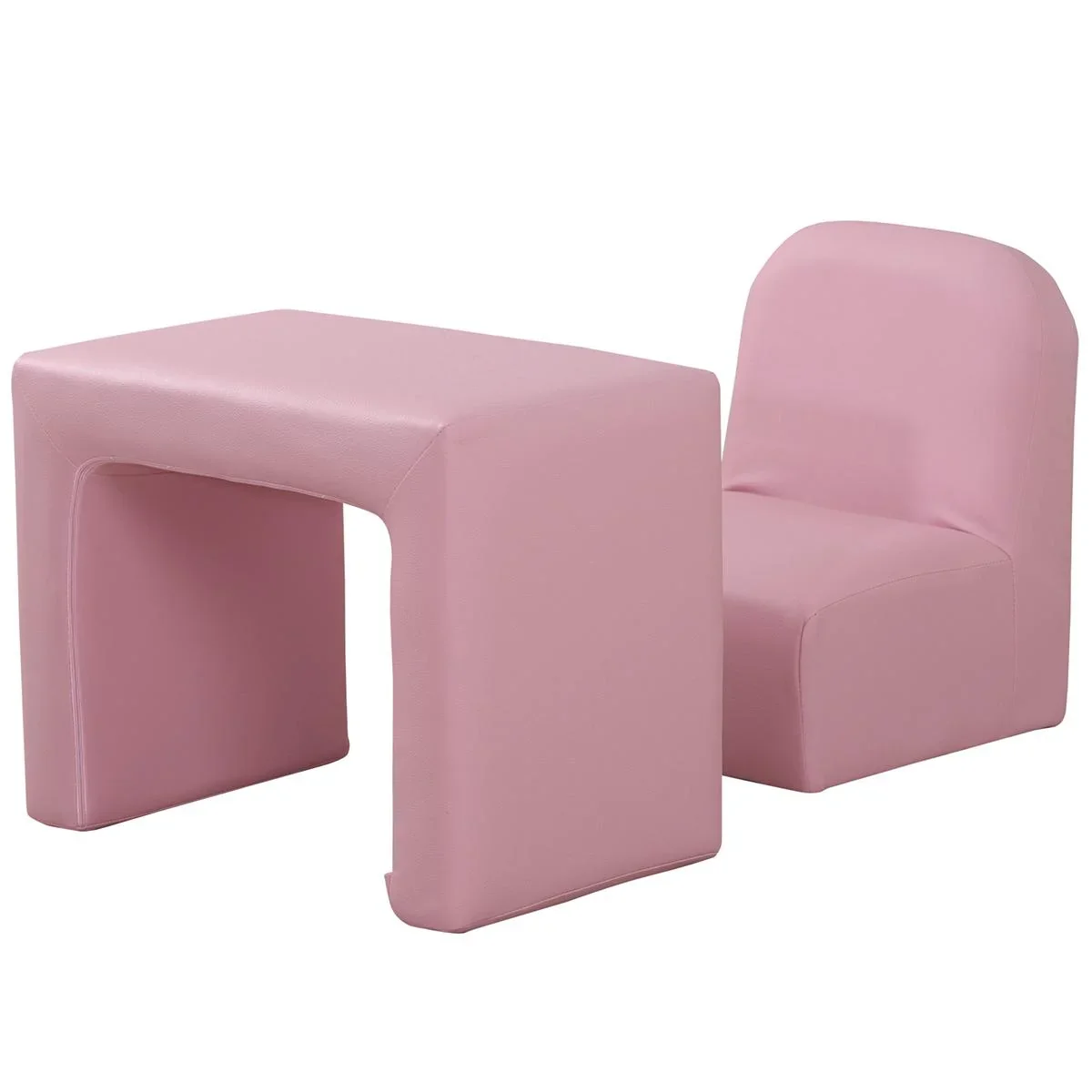 2 in 1 Kindersofa Tisch und Stuhl Rosa - 0