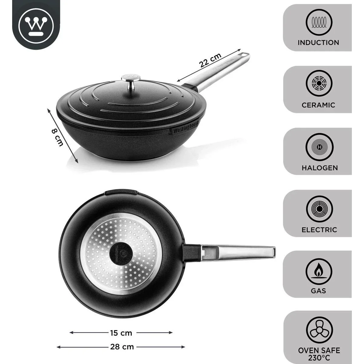 Performance Series Wokpfanne - Wok mit Deckel - 28 cm - Schwarz - 2