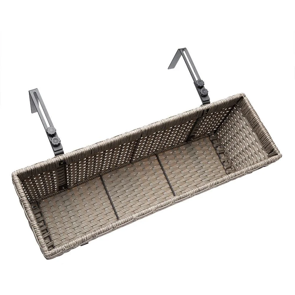 2x Rattan Balkonpflanzer creme - 8