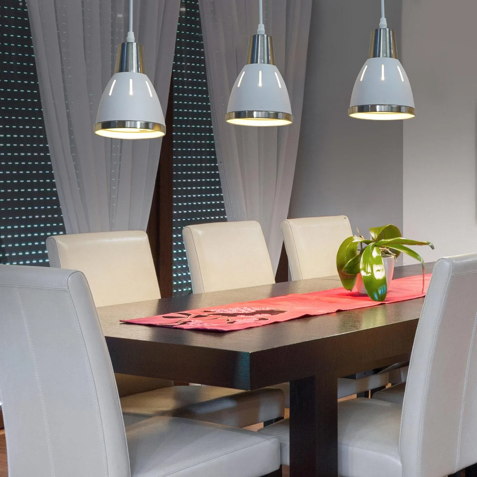 3er Hängeleuchte Deckenstrahler Industrie Vintage E27 40W Küche Bar Metall weiß ?13 x H16 cm (ohne Birne) - 6