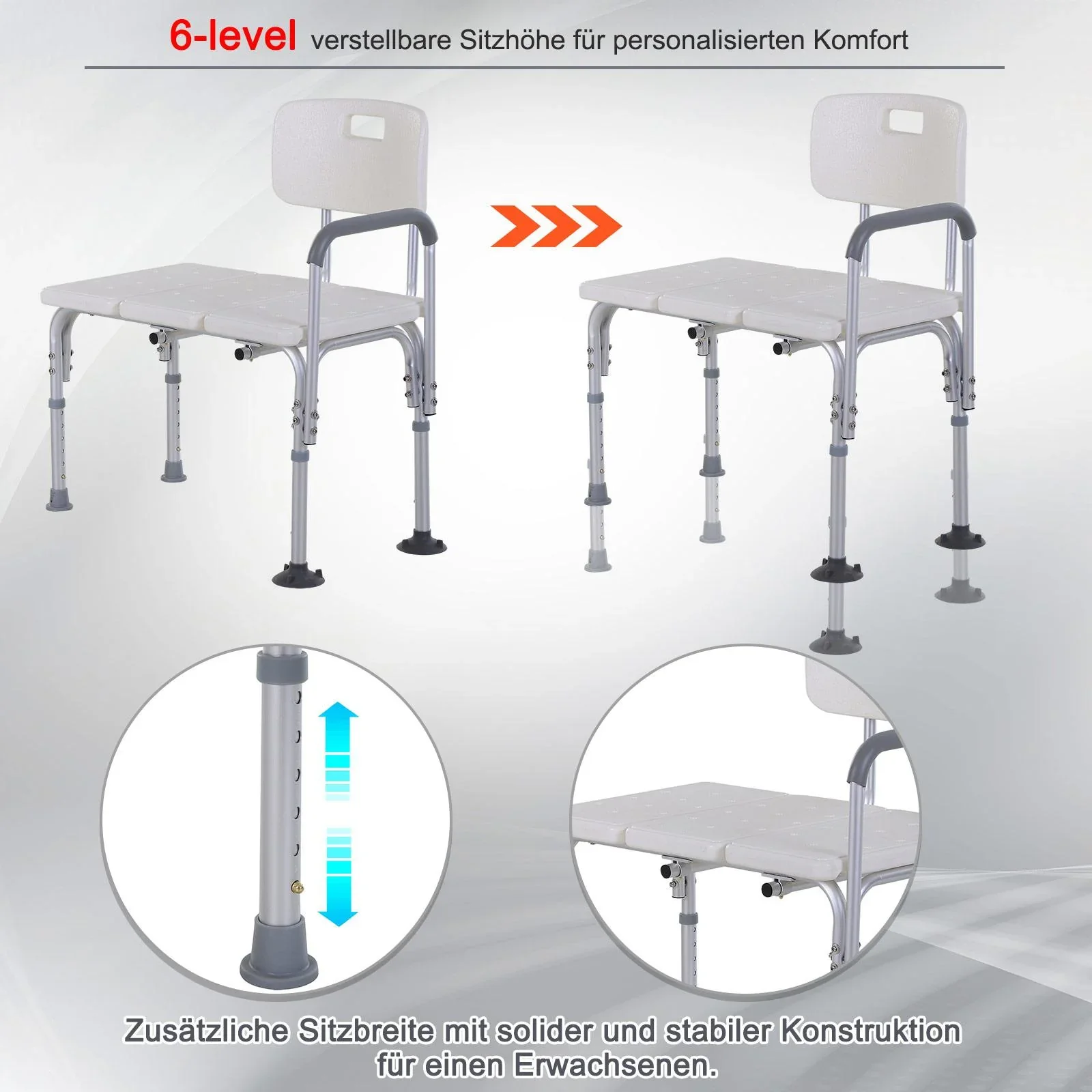 Duschstuhl mit Griff und Rückenlehne - 4