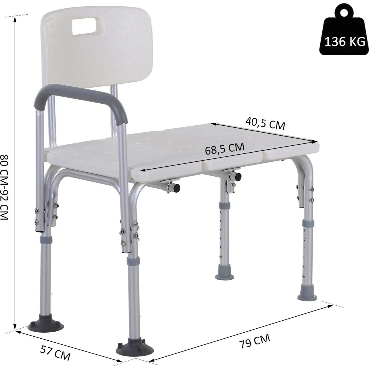 Duschstuhl mit Griff und Rückenlehne - 7