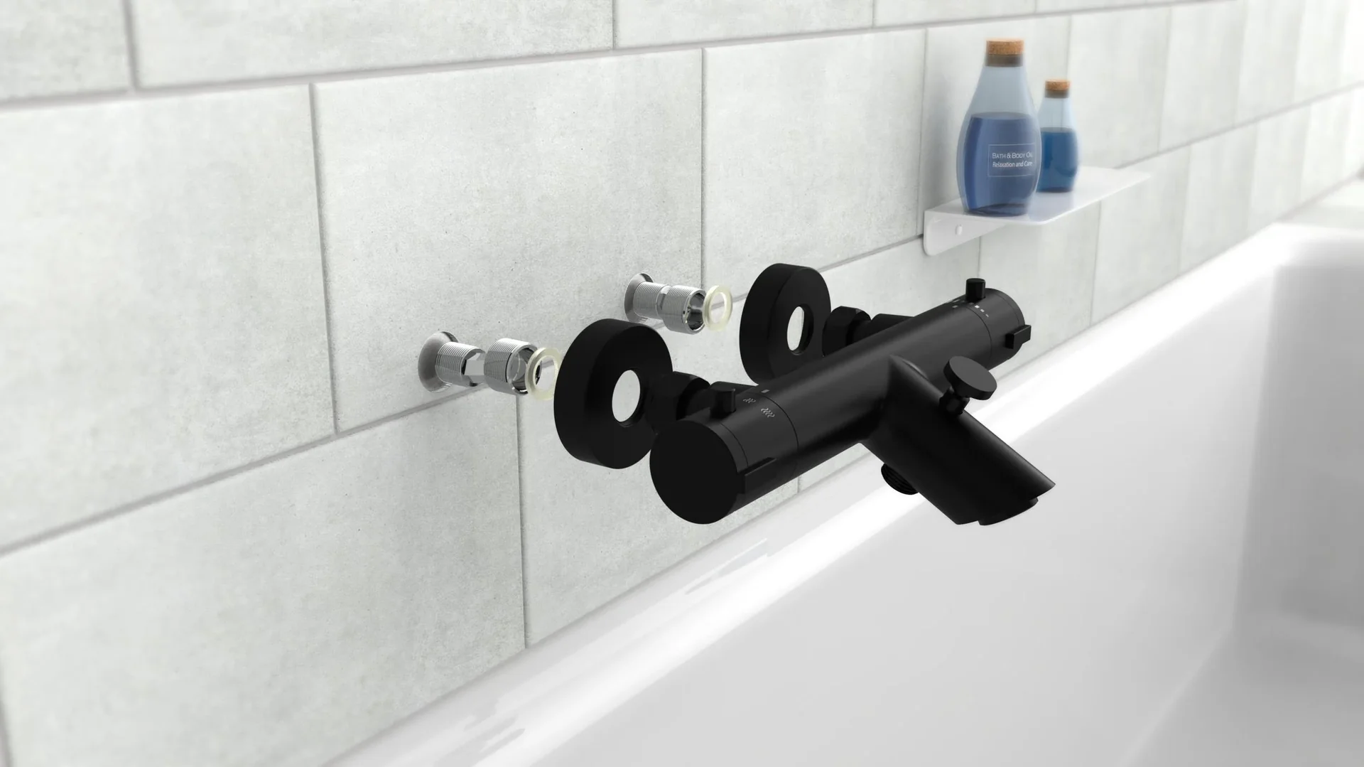 Thermostat Wannenfüllarmatur "LONDON", Schwarz matt - 2