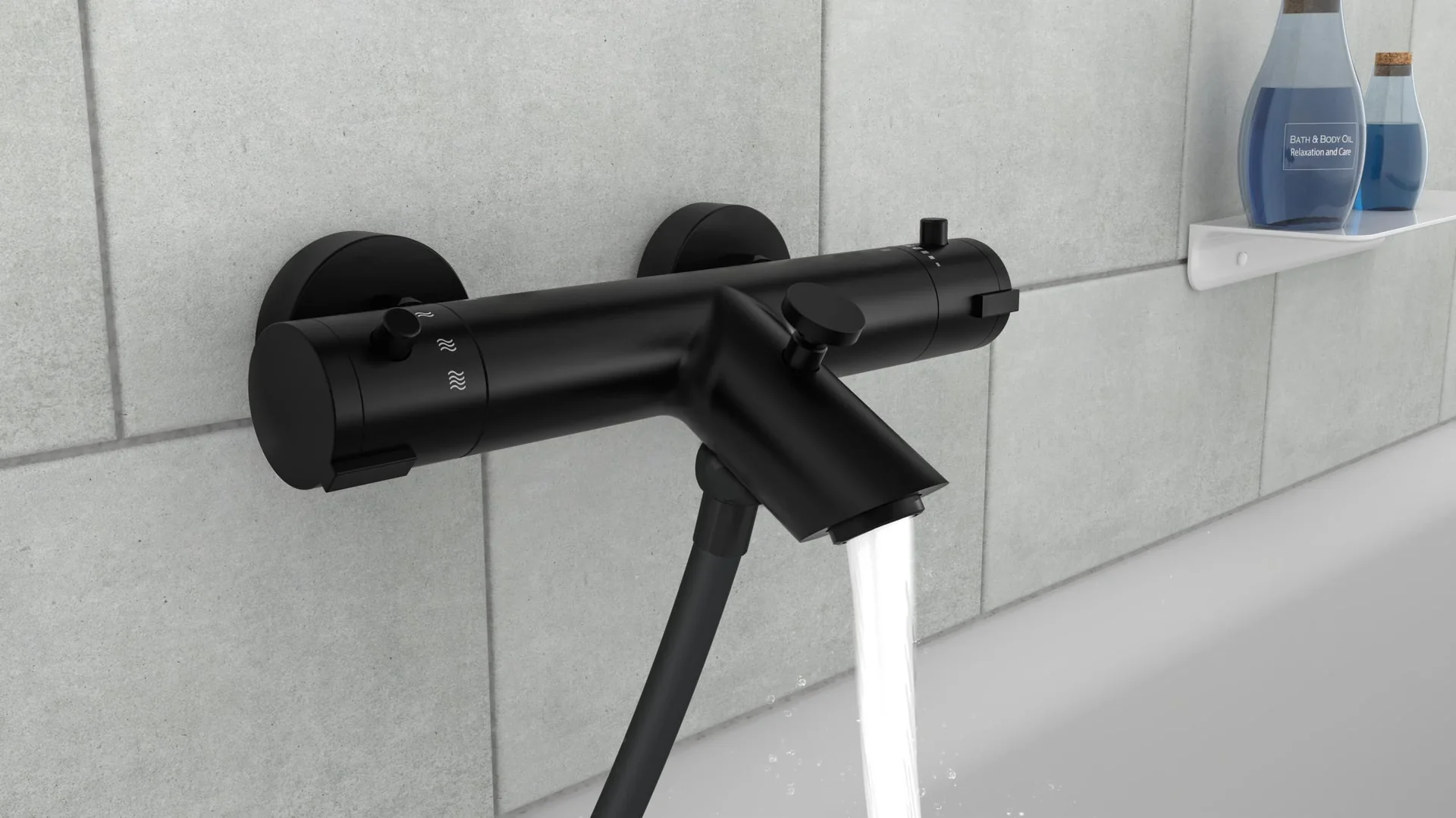 Thermostat Wannenfüllarmatur "LONDON", Schwarz matt - 3