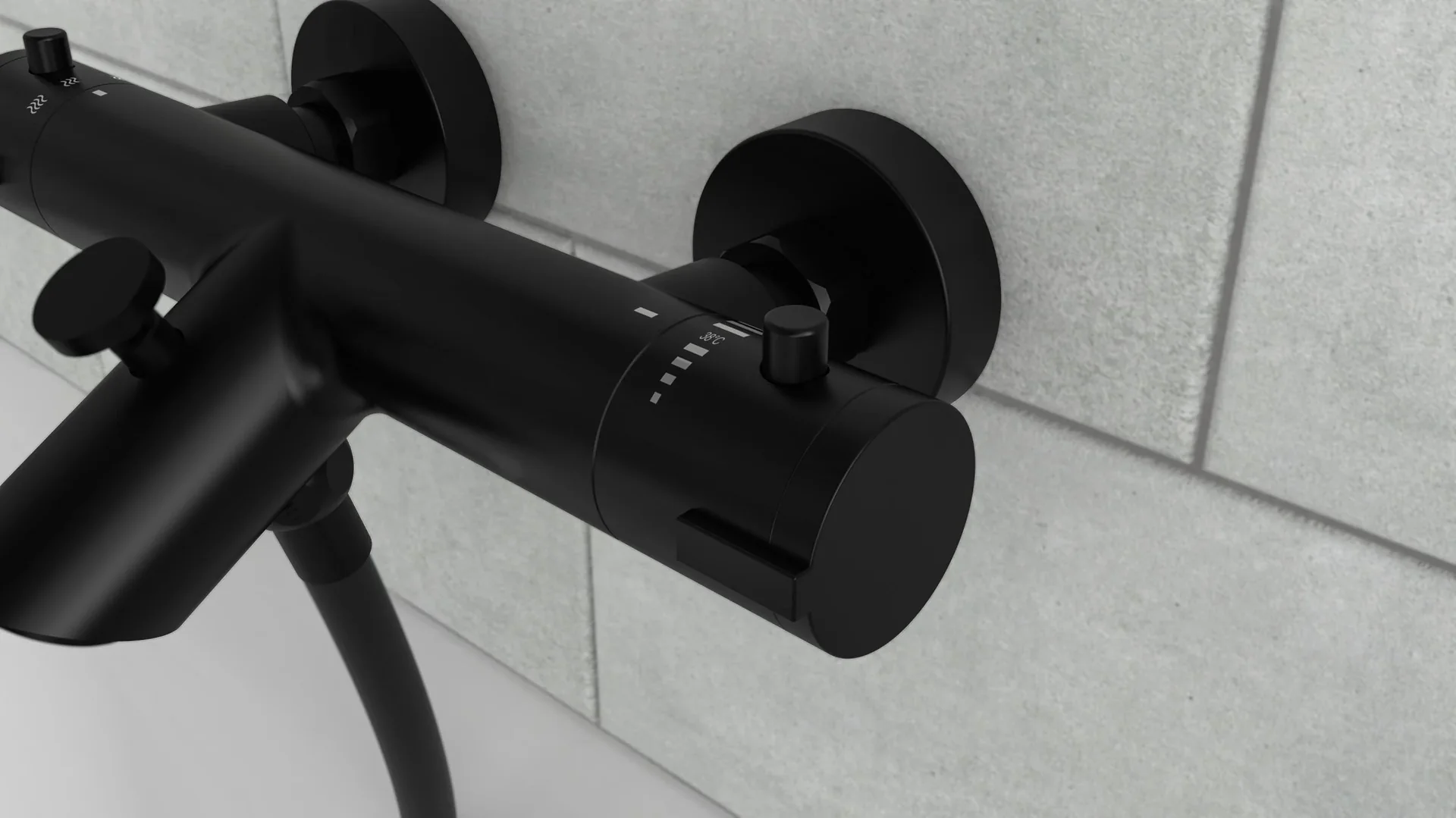 Thermostat Wannenfüllarmatur "LONDON", Schwarz matt - 4