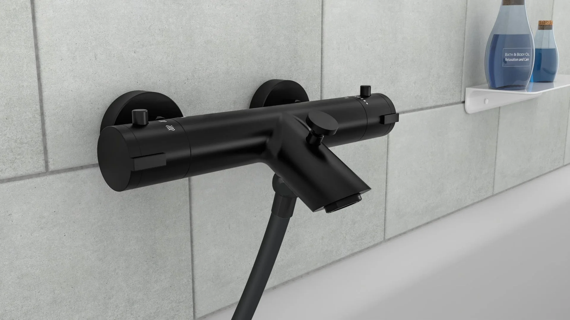 Thermostat Wannenfüllarmatur "LONDON", Schwarz matt - 7