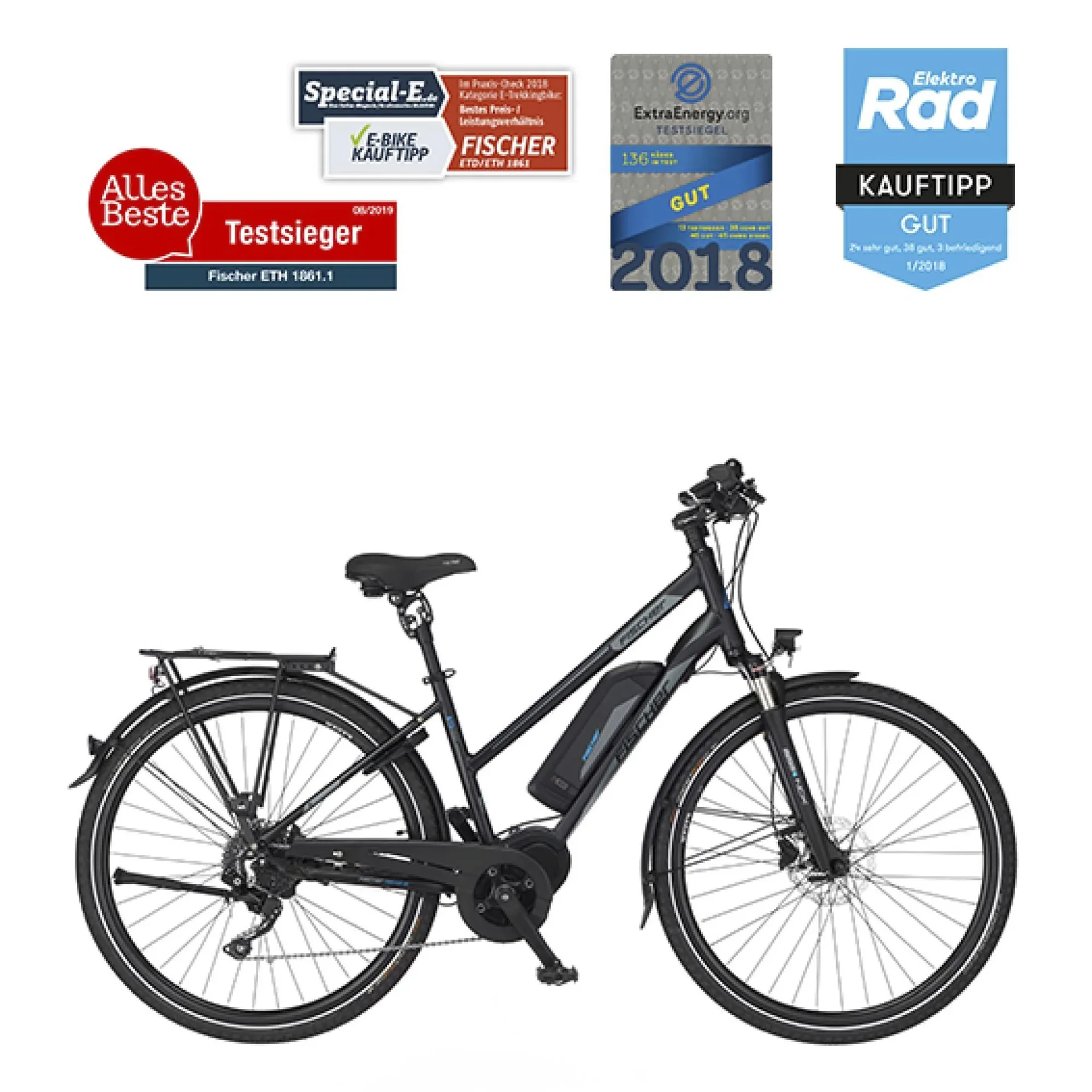 Damen E-Bike Trekking, 28 Zoll, Rahmengröße 49 cm, 10-Gang Kettenschaltung, schwarz matt, VIATOR ETD 1861 - 0