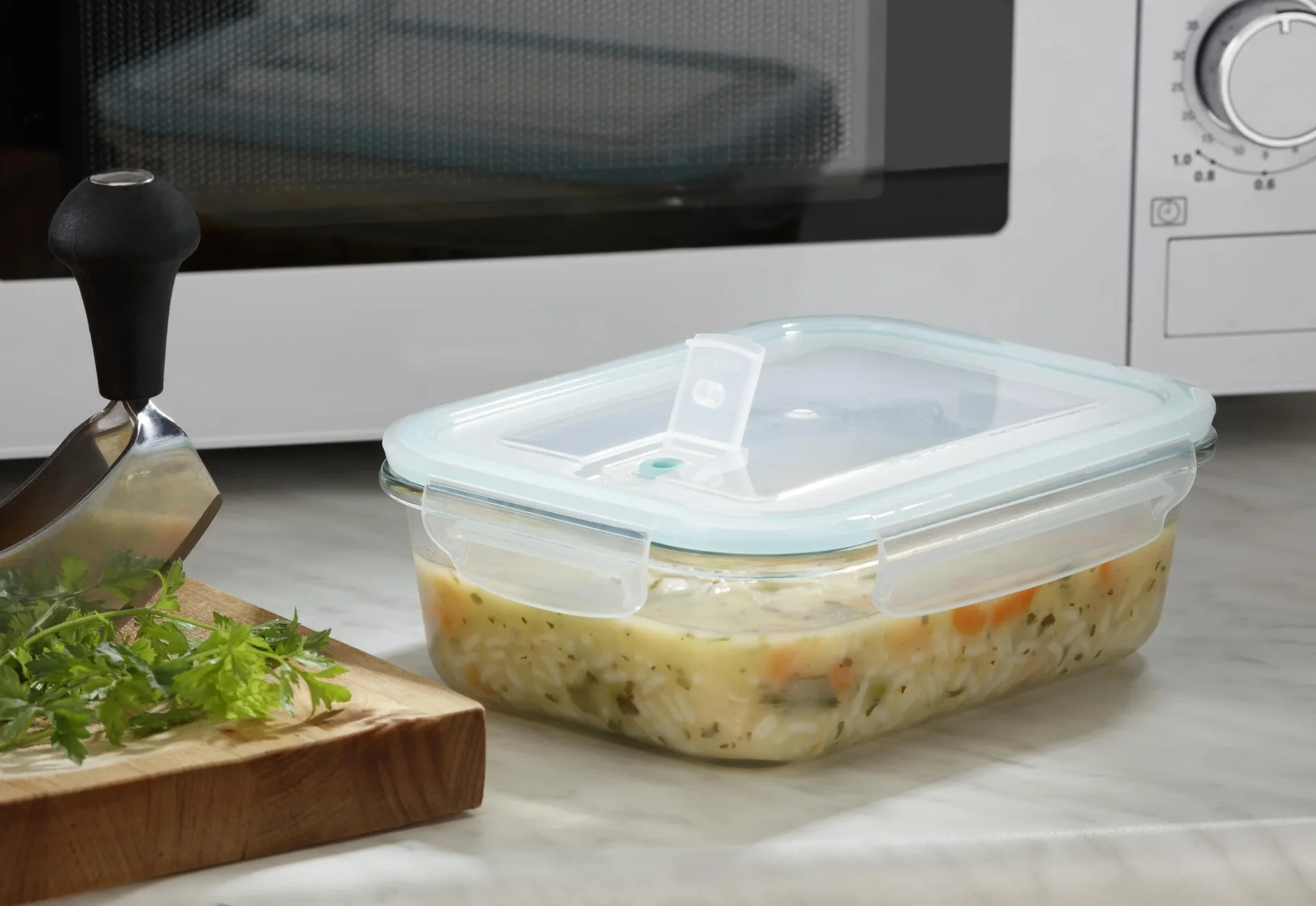 Glas-Frischhaltedosen-Set mit Click-Deckel, 6-teilig, 640/ 1050/ 1520 ml, Transparent/ Mintgrün - 0