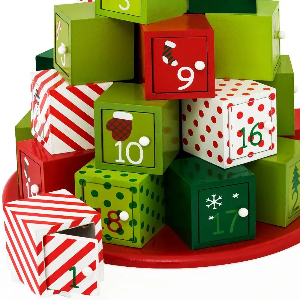 Adventskalender aus Holz - Grün Rot - 2