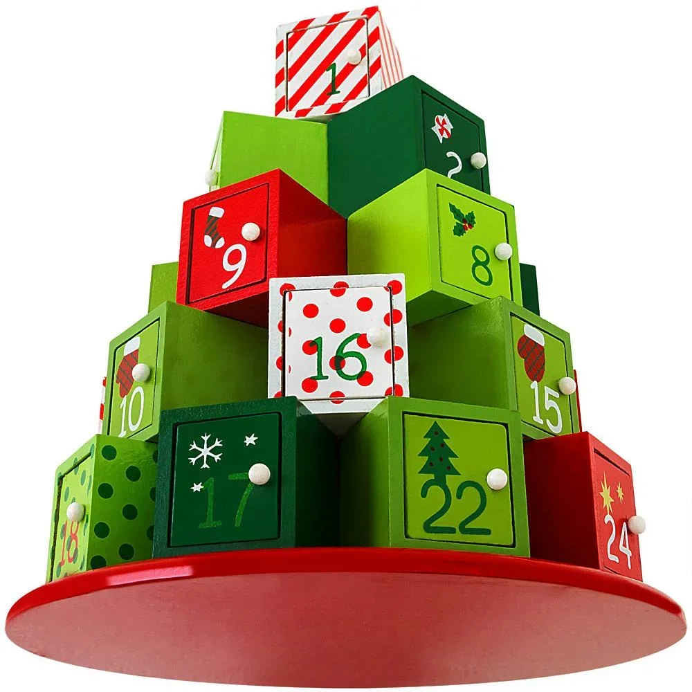 Adventskalender aus Holz - Grün Rot - 3