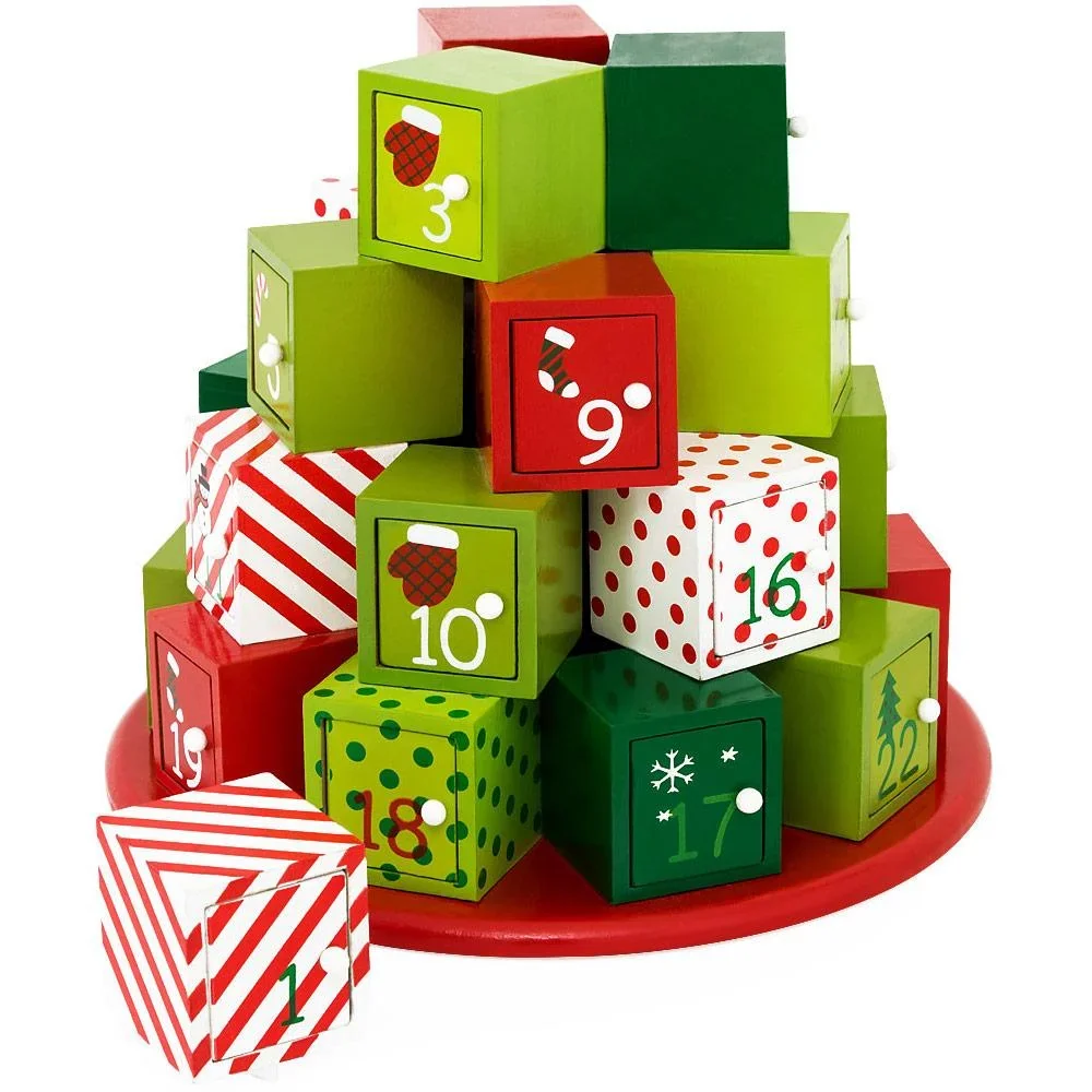 Adventskalender aus Holz - Grün Rot - 4
