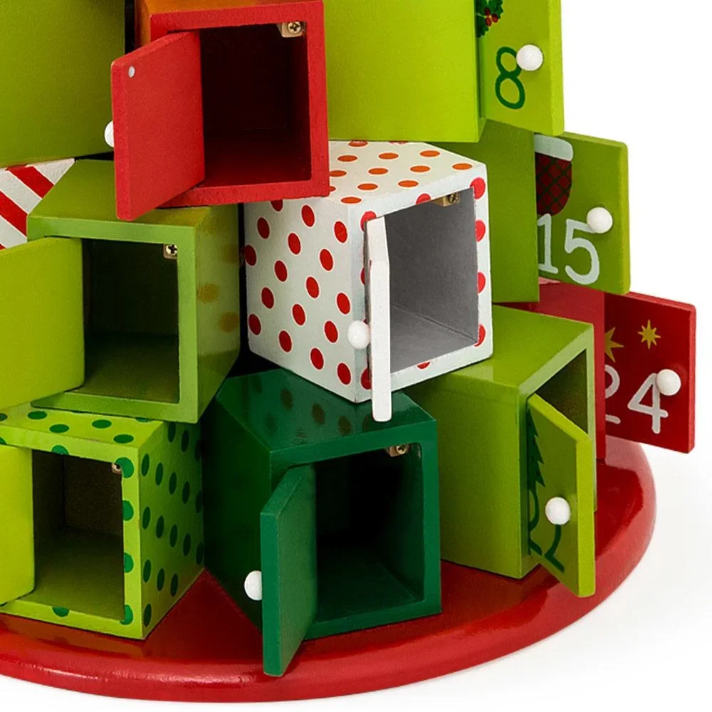 Adventskalender aus Holz - Grün Rot - 5