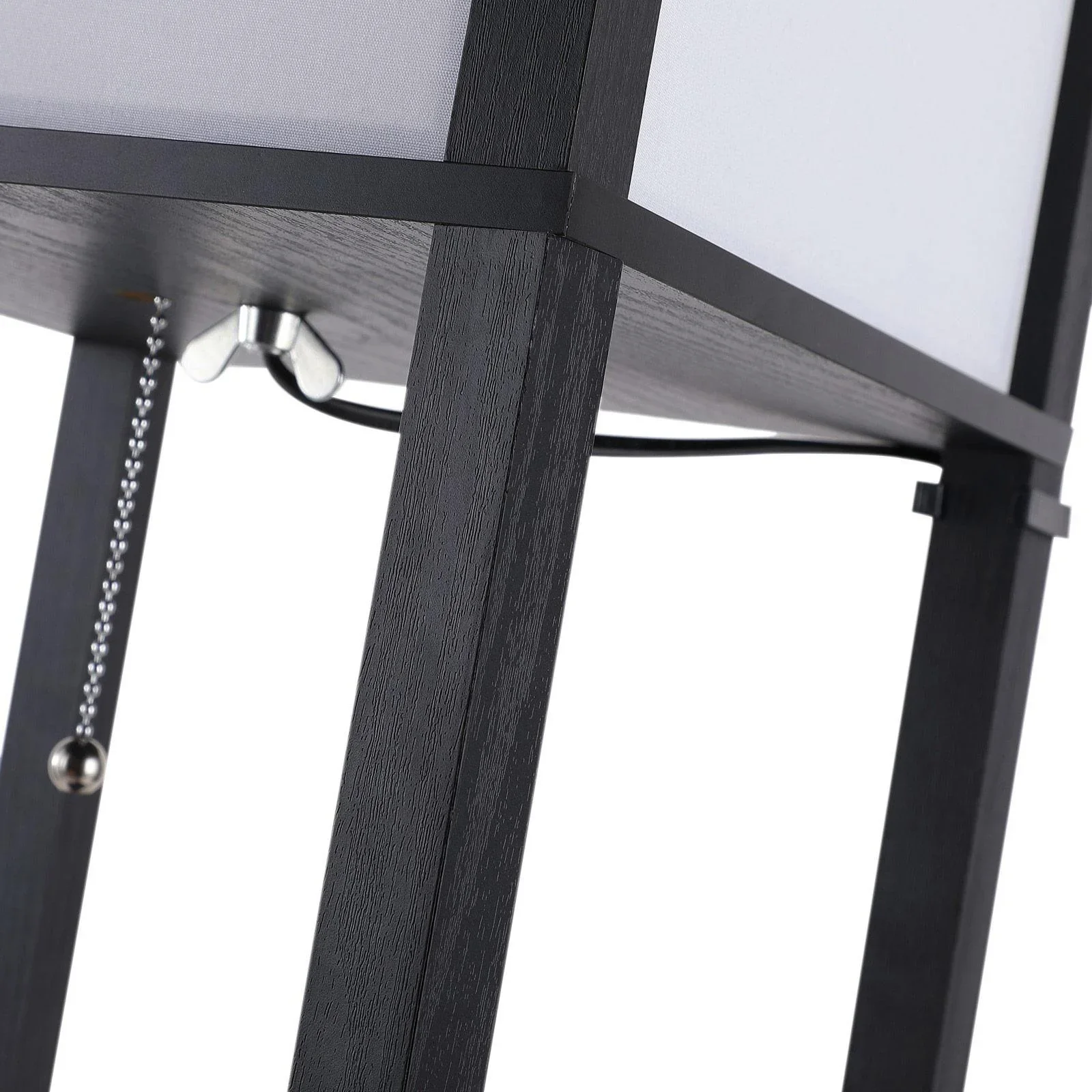 Stehleuchte mit Regalen Innenbeleuchte Stehlampe E27 bis 40W Holz Schwarz 26 x 26 x 160 cm - 2