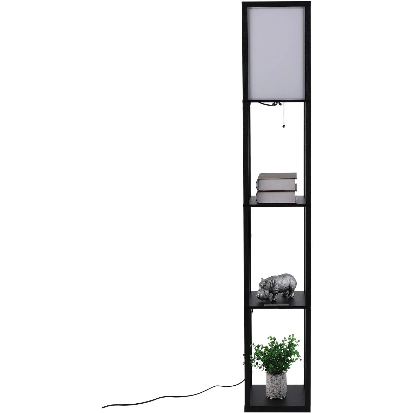 Stehleuchte mit Regalen Innenbeleuchte Stehlampe E27 bis 40W Holz Schwarz 26 x 26 x 160 cm - 3