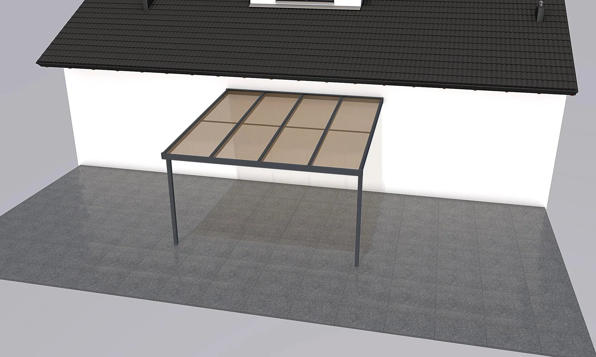 Terrassendach Premium, anthrazit, 4102 x 4060 mm - Polycarbonat Stegplatten 16 mm, bronze - 7
